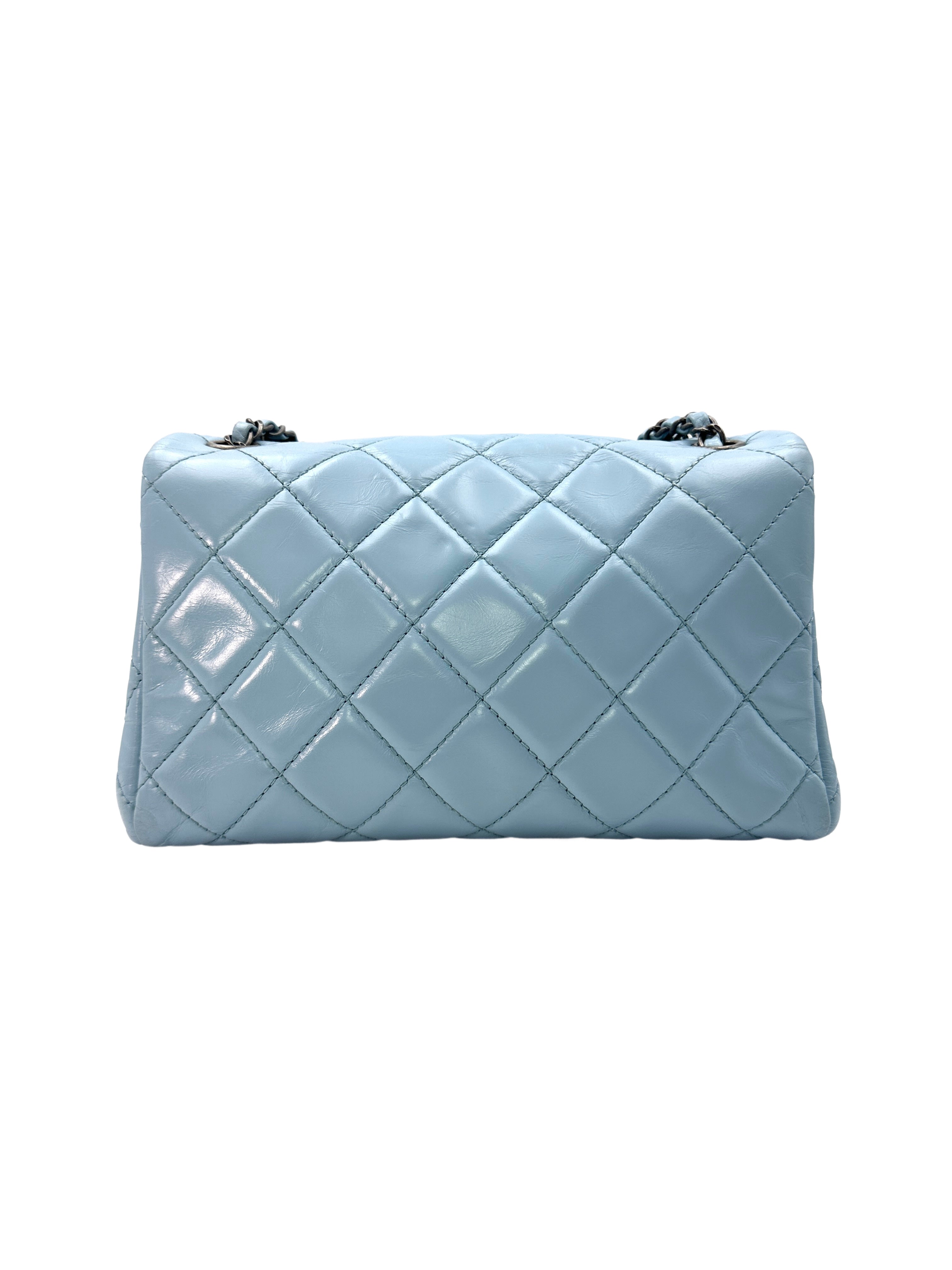 Chanel Classic Flap Tiffany Blue Quilted Leather Jumbo Chain Flap Bag(20***81) CC1287