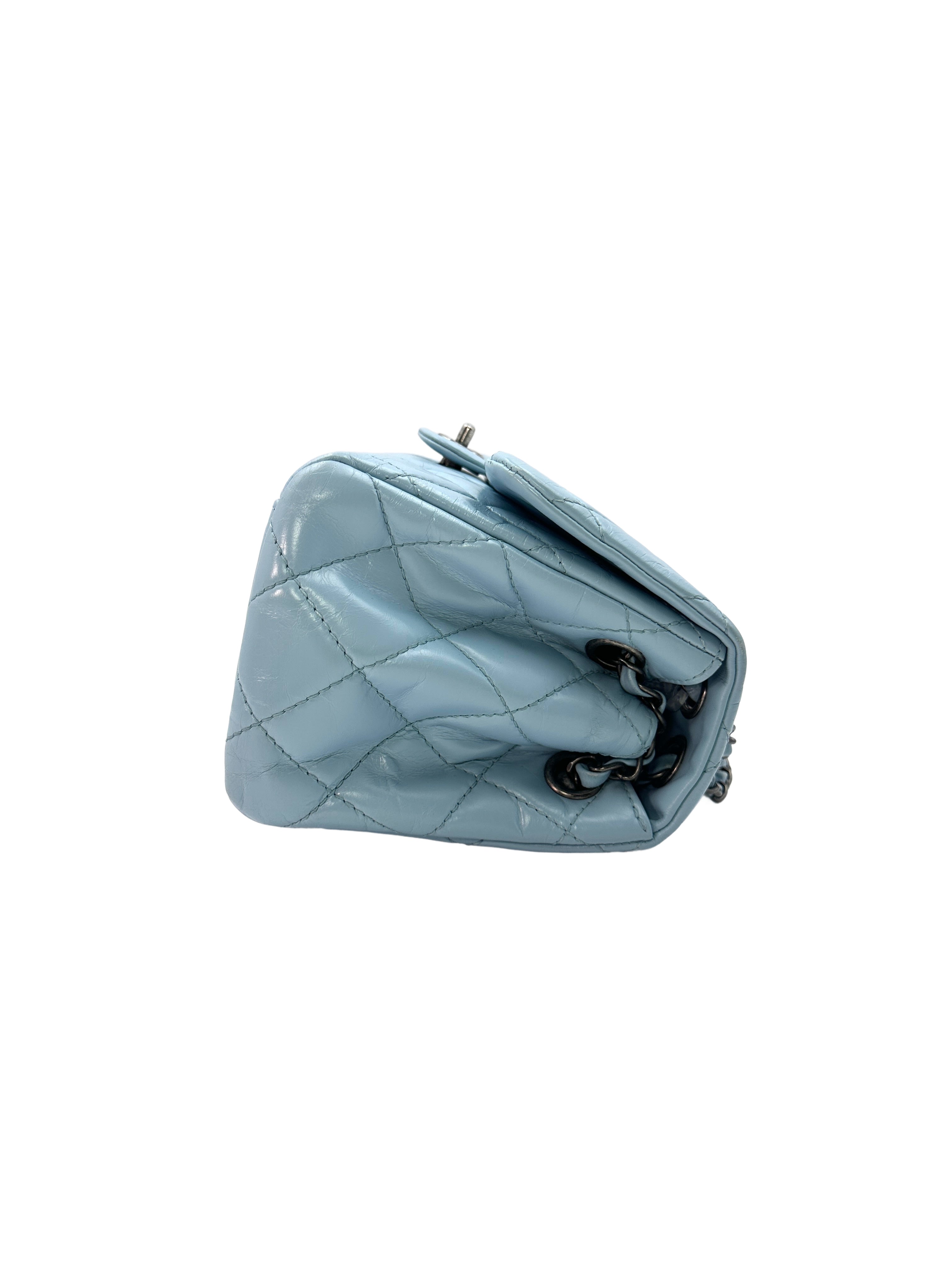 Chanel Classic Flap Tiffany Blue Quilted Leather Jumbo Chain Flap Bag(20***81) CC1287