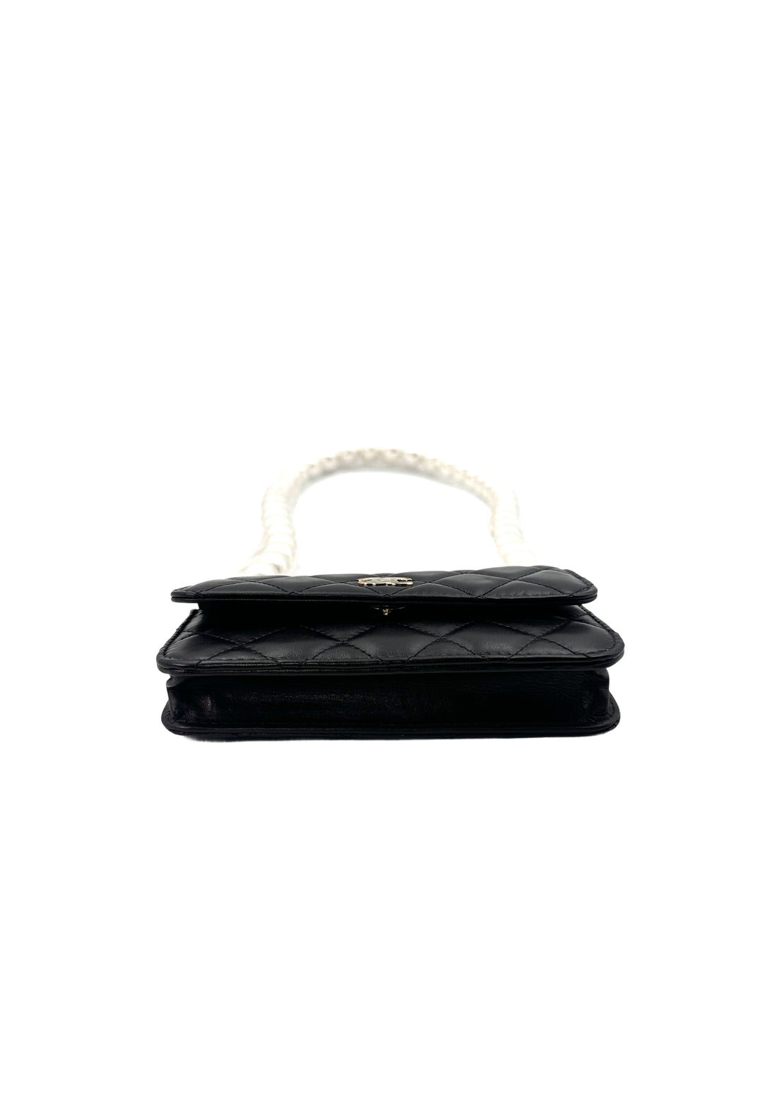 Chanel Mini Black Quilted Leather Pearl Wallet On Chain(31***58) CC1320