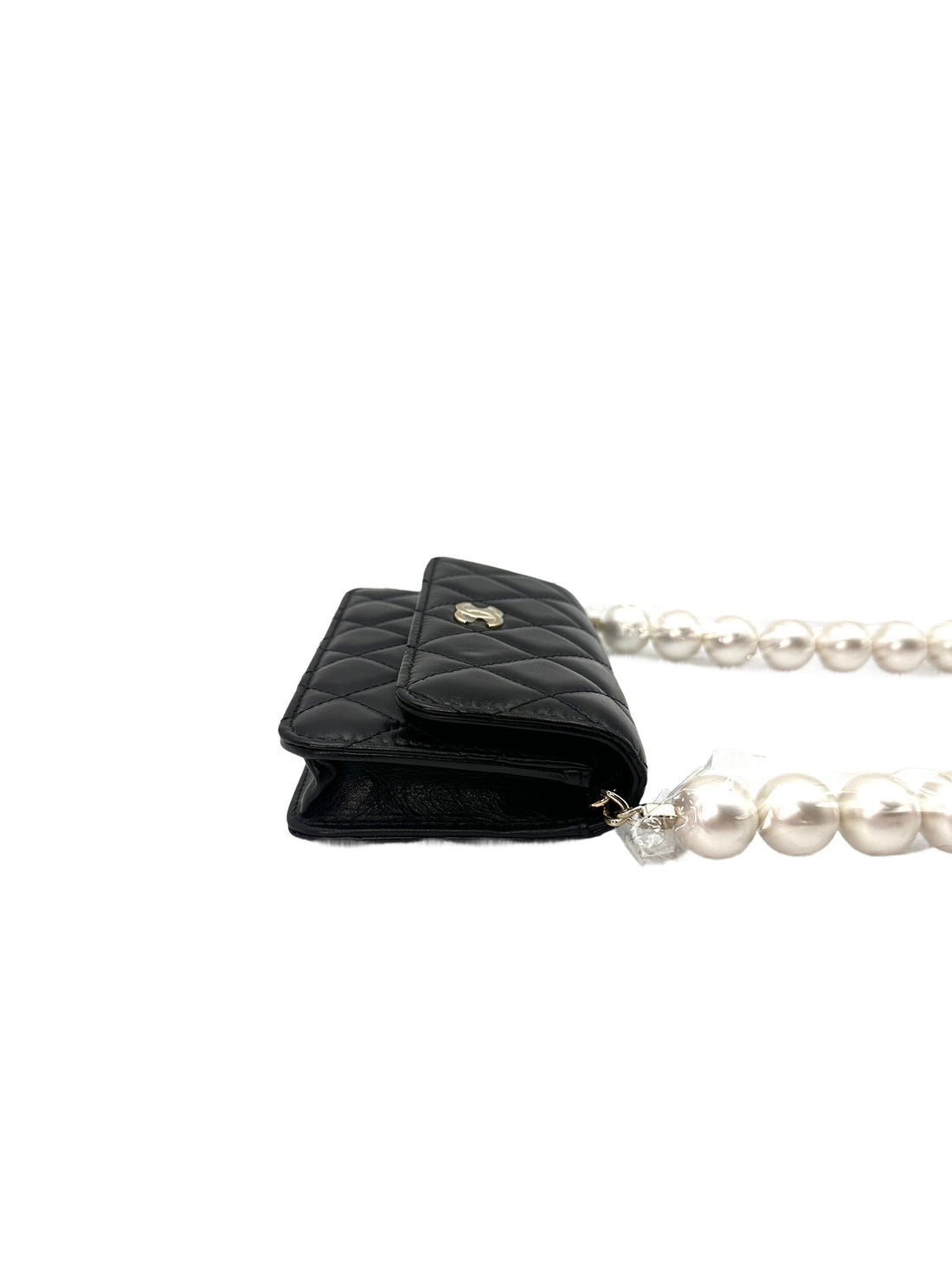 Chanel Mini Black Quilted Leather Pearl Wallet On Chain(31***58) CC1320