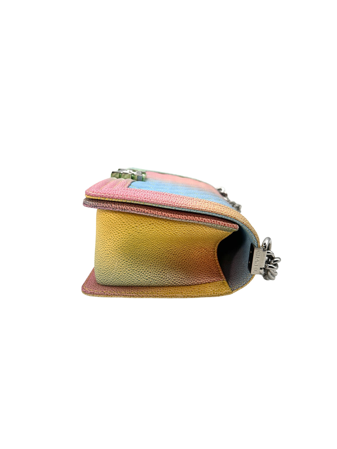 Chanel LeBoy Rainbow Caviar Quilted Leather Flap Bag With Silver Buckle(23***86) CC1297