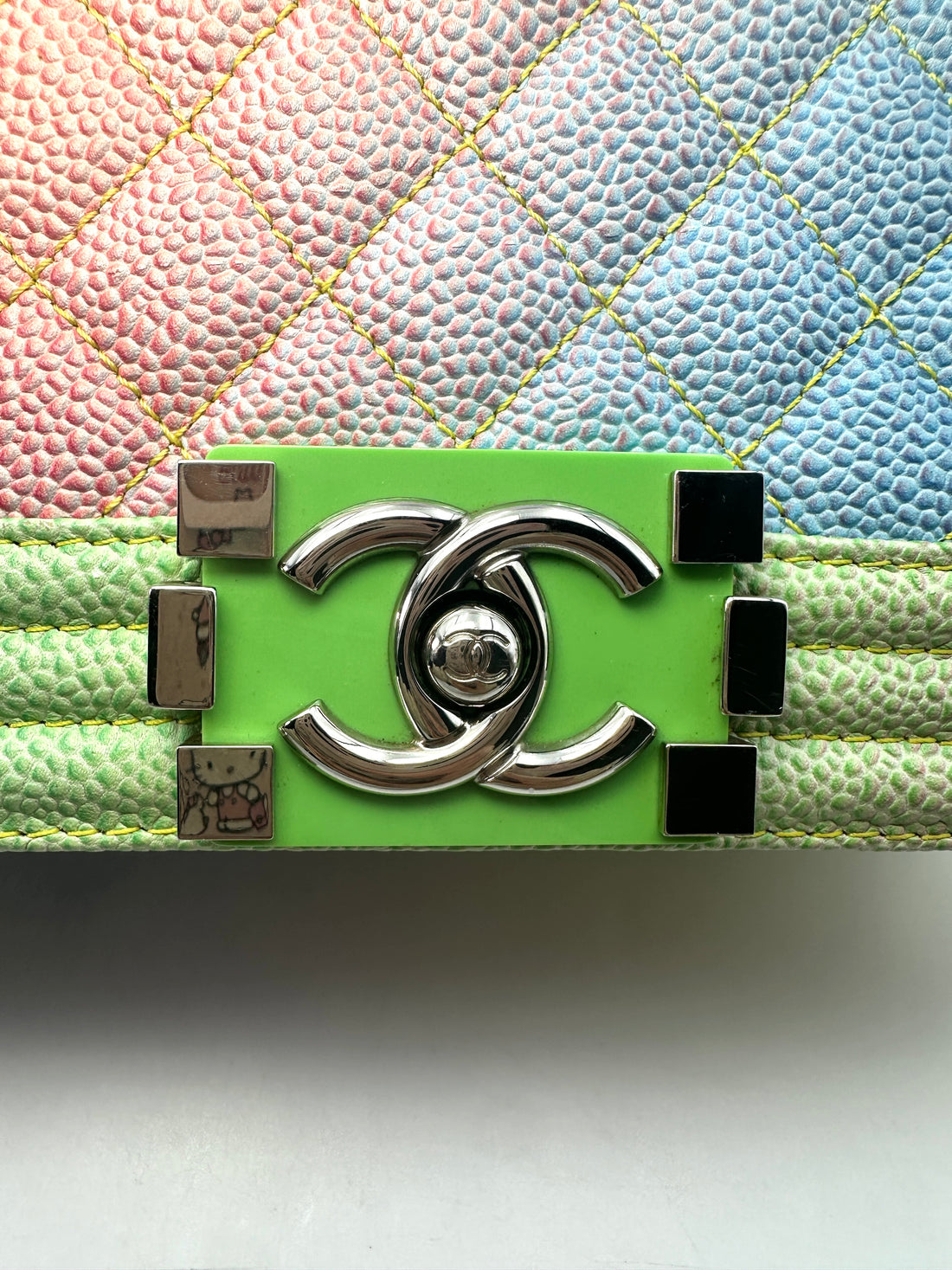 Chanel LeBoy Rainbow Caviar Quilted Leather Flap Bag With Silver Buckle(23***86) CC1297