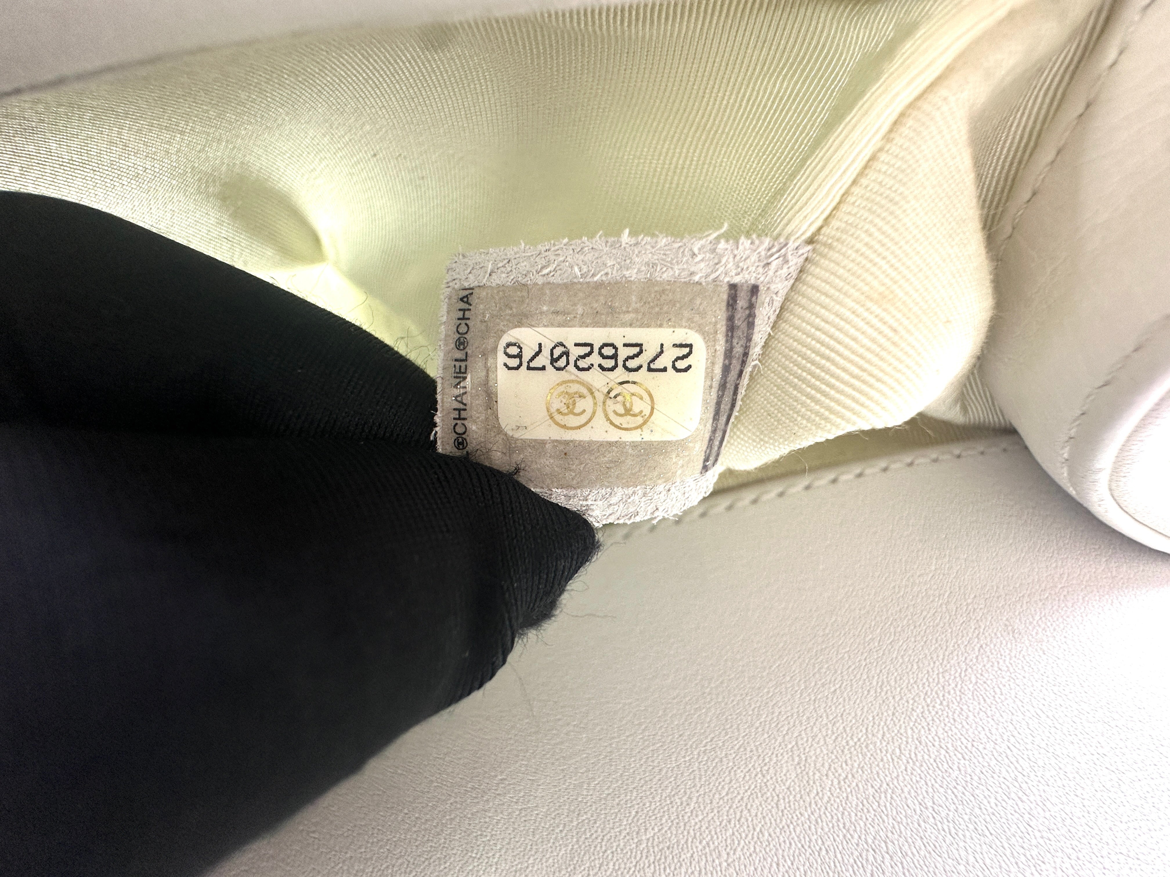 Chanel LeBoy Blue/Silver Chevron Embroidered White Calfskin Leather Flap Bag(27***76) CC1300