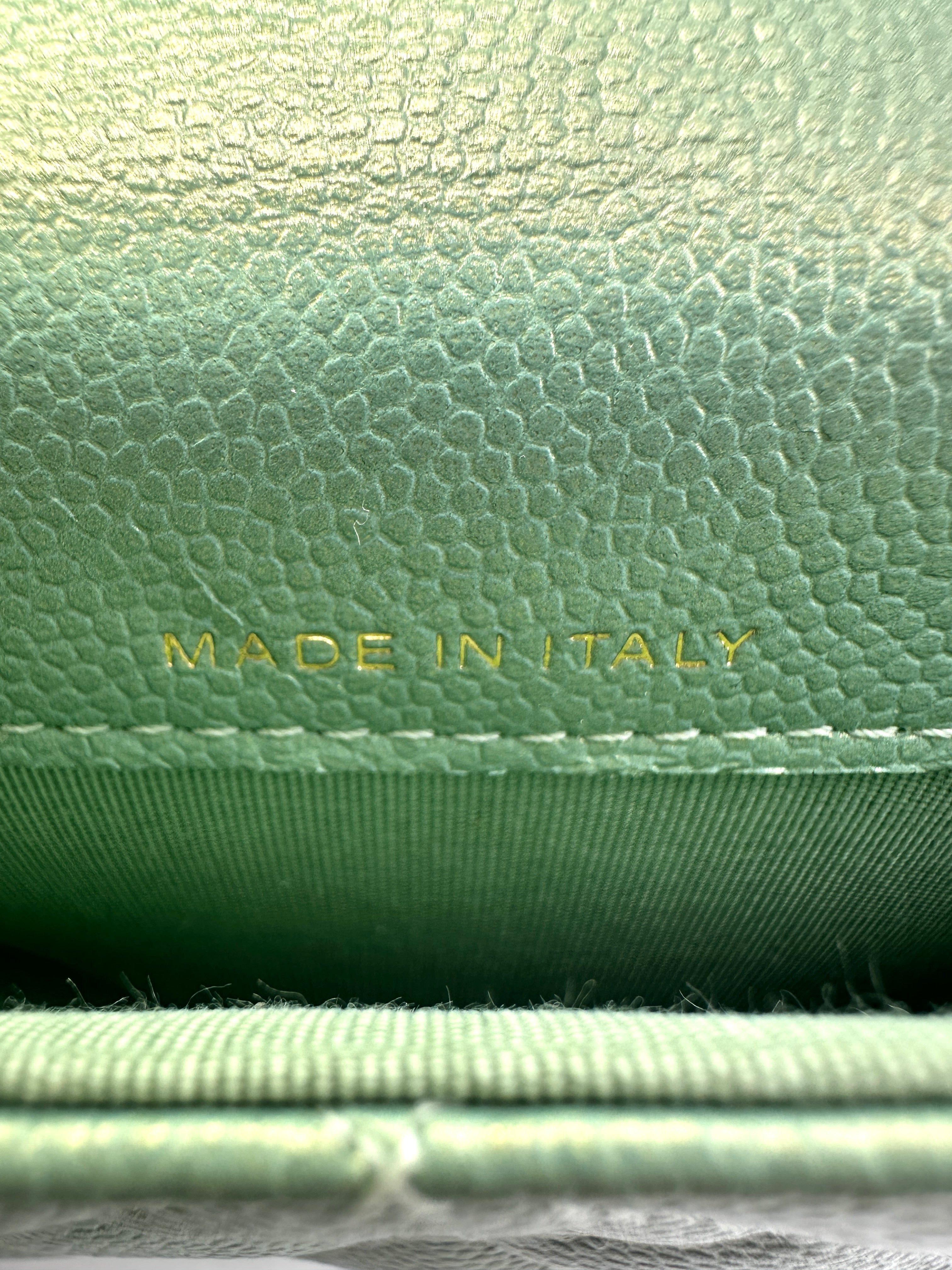 Chanel Iridescent Light Green Caviar Quilted Calfskin Leather Pearl On Chain Flap Bag(31***42) CC1318