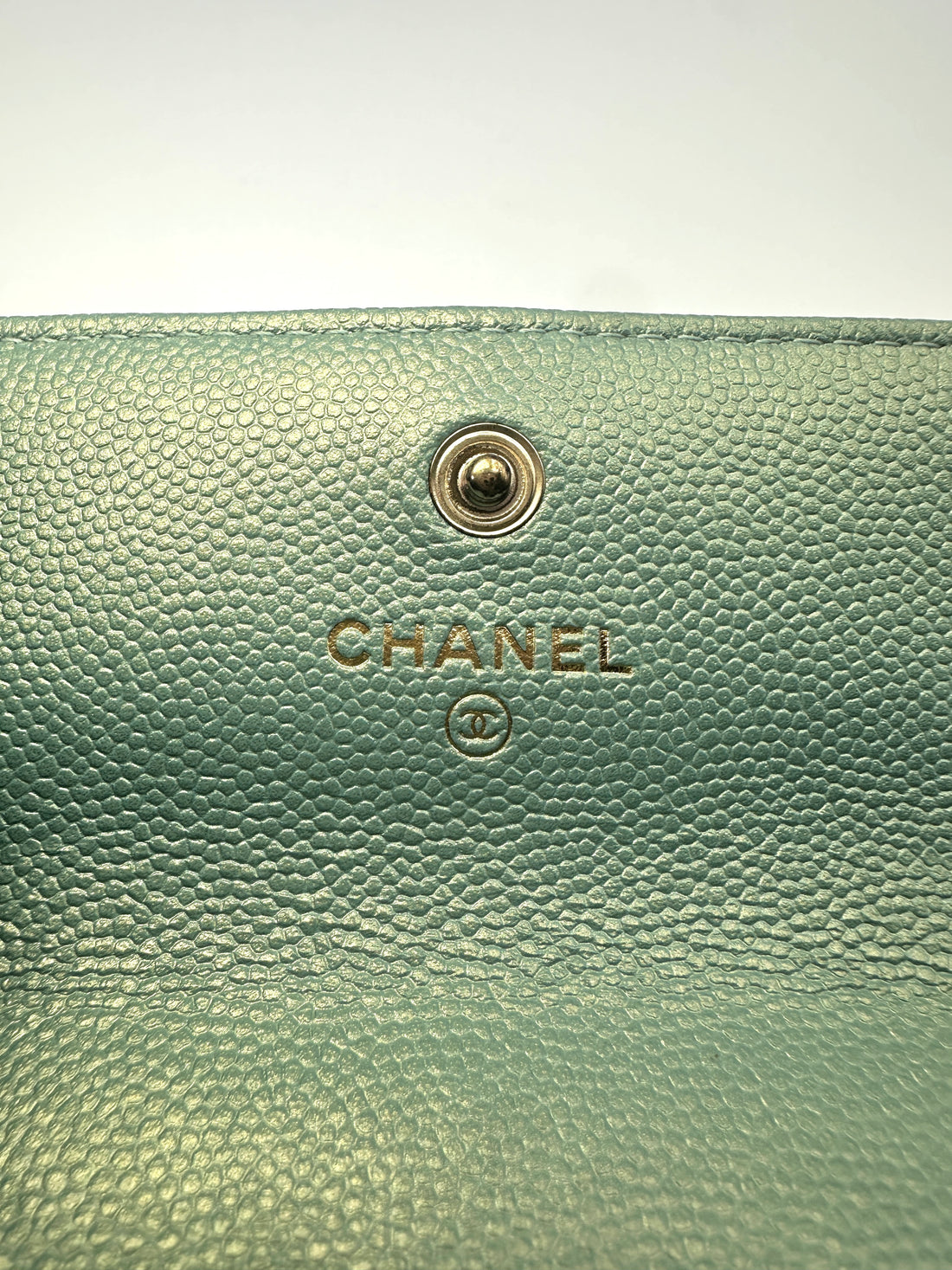 Chanel Iridescent Light Green Caviar Quilted Calfskin Leather Pearl On Chain Flap Bag(31***42) CC1318