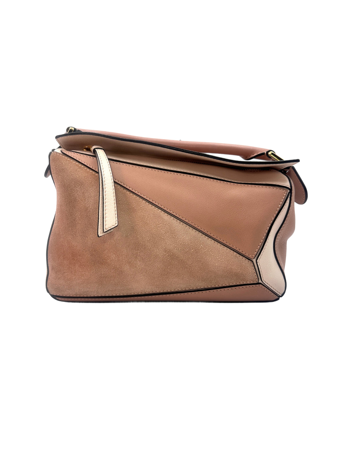 Loewe Puzzle Brown Suede Leather Shoulder Bag LW69