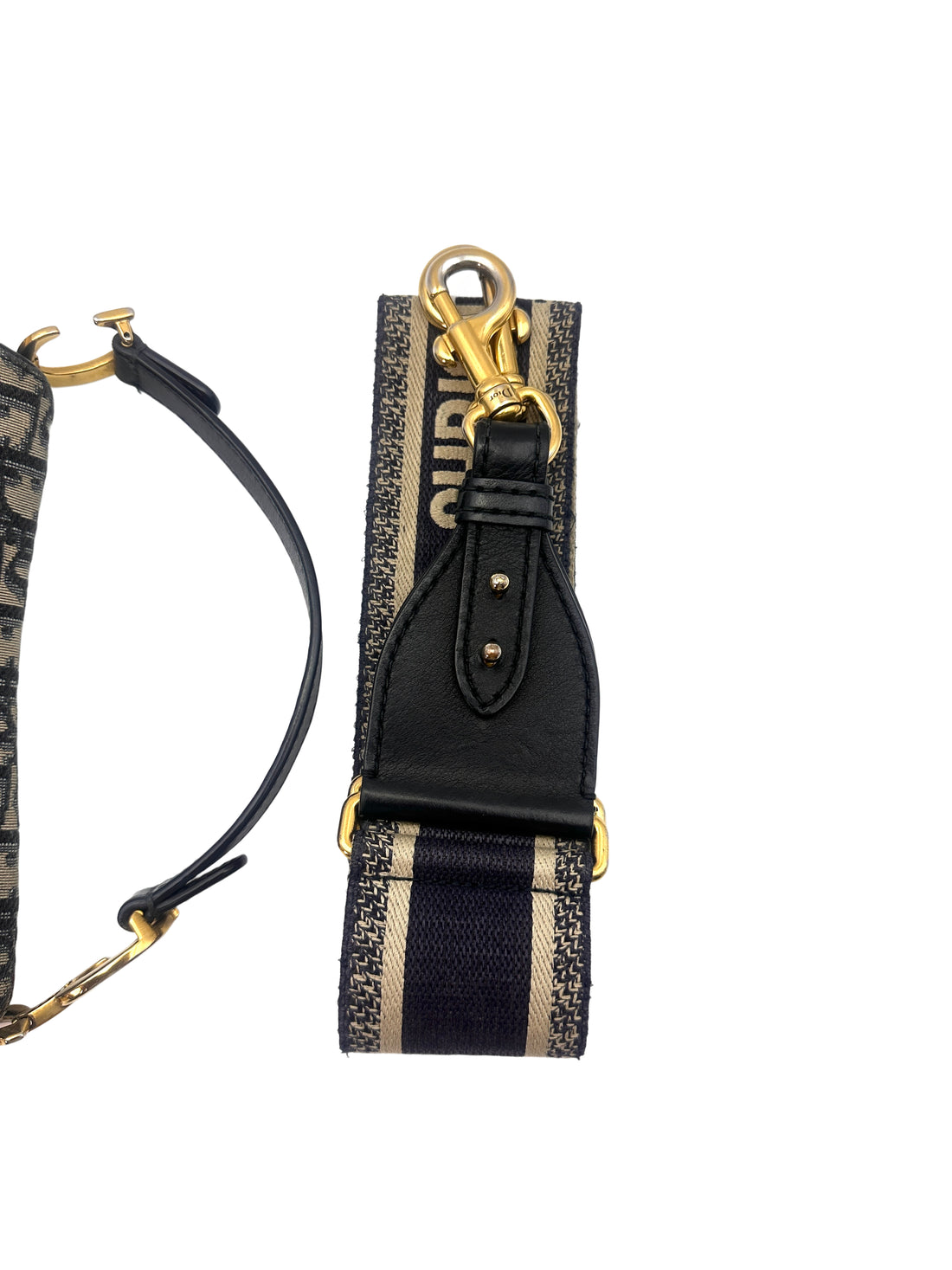 Christian Dior Blue Oblique Print Medium Size Saddle Bag With Gold Hardware DR456