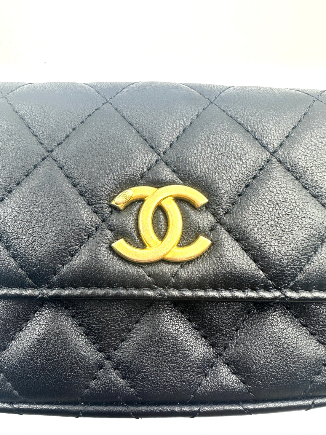 Chanel Black Quilted Leather Pearl Flap Bag With Gold Hardware(31***33) CC1284