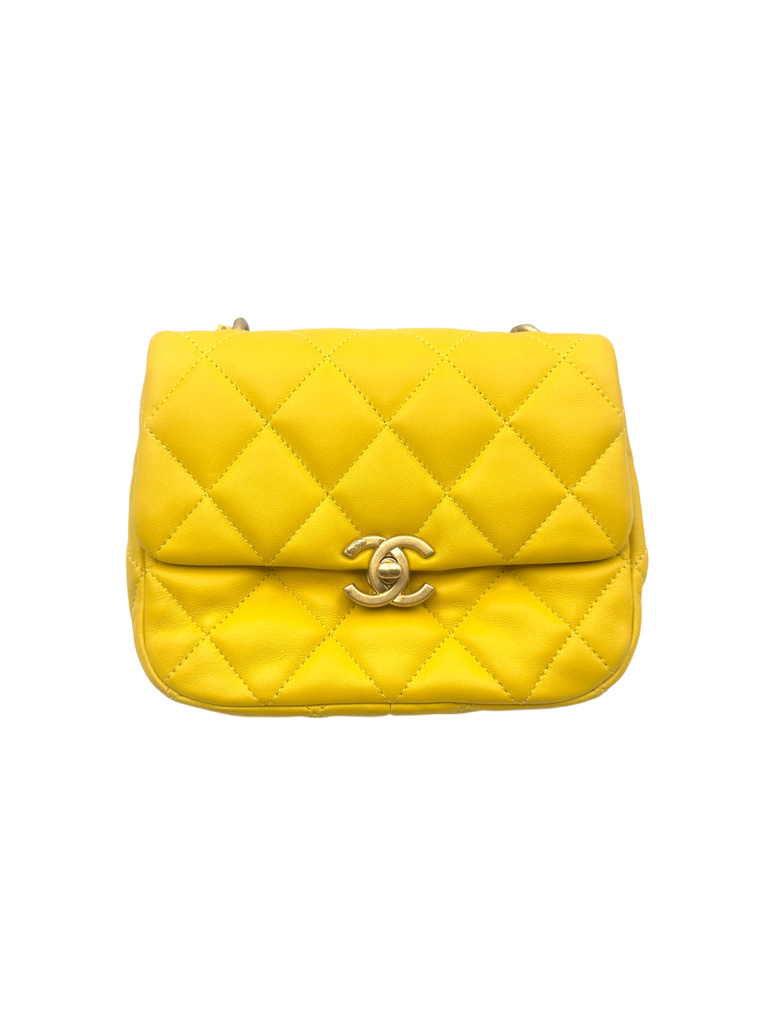 Chanel Candy Chain Yellow Quilted Leather Shoulder Flap Bag(C4***04) CC1321