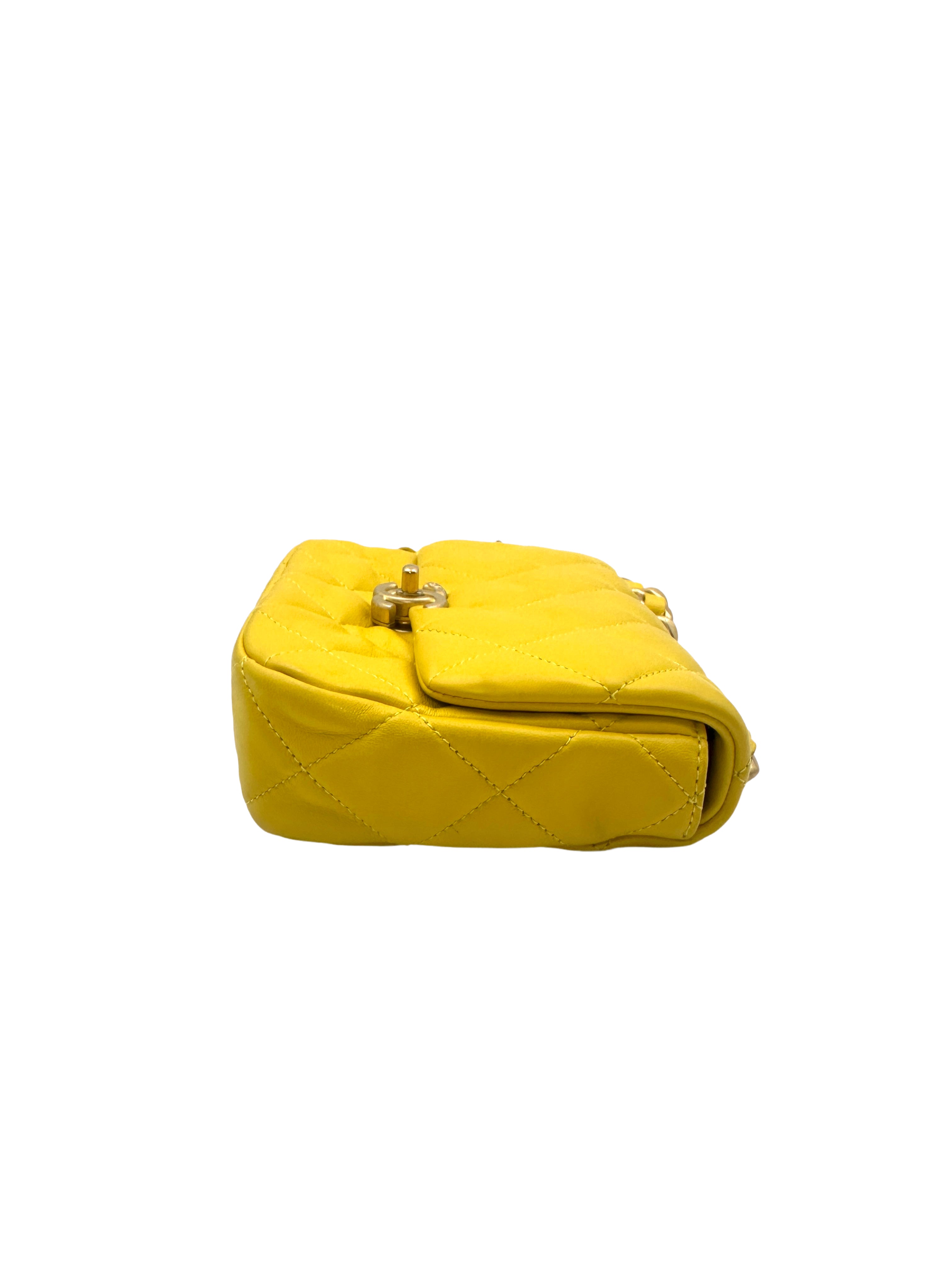 Chanel Candy Chain Yellow Quilted Leather Shoulder Flap Bag(C4***04) CC1321