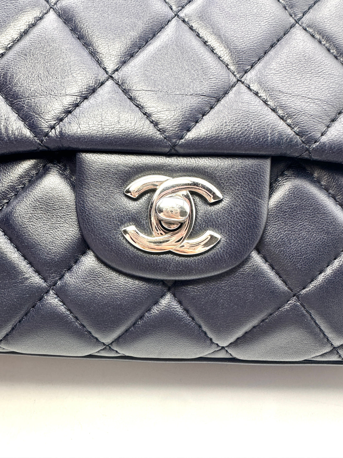 Chanel Classic Flap Blue Quilted Lambskin Chain Flap Bag With Siilver Buckle(18***59) CC1322