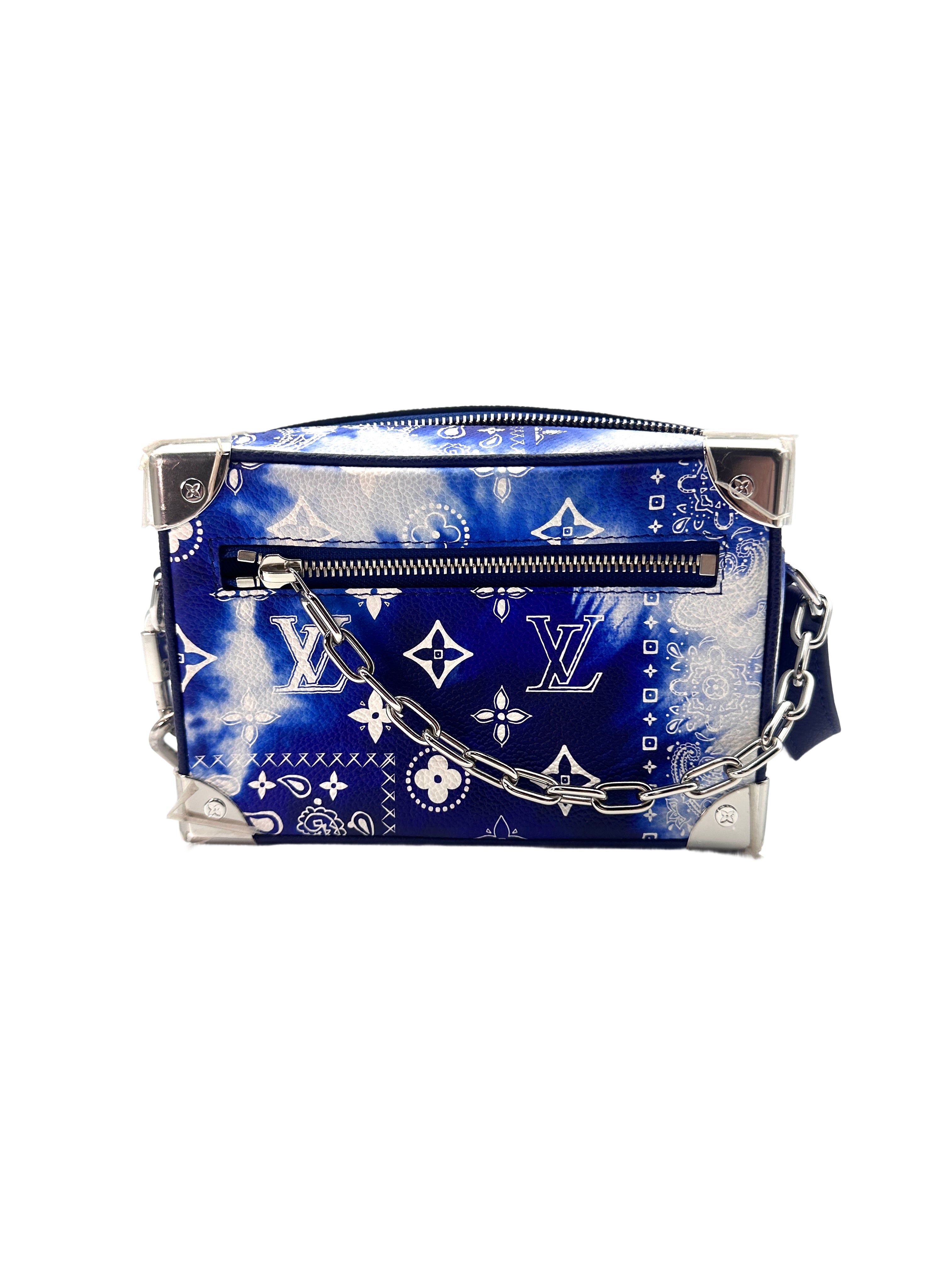 Louis Vuitton Solf Trunk Bandana Blue Monogram Chain Shoulder Bag LV1816