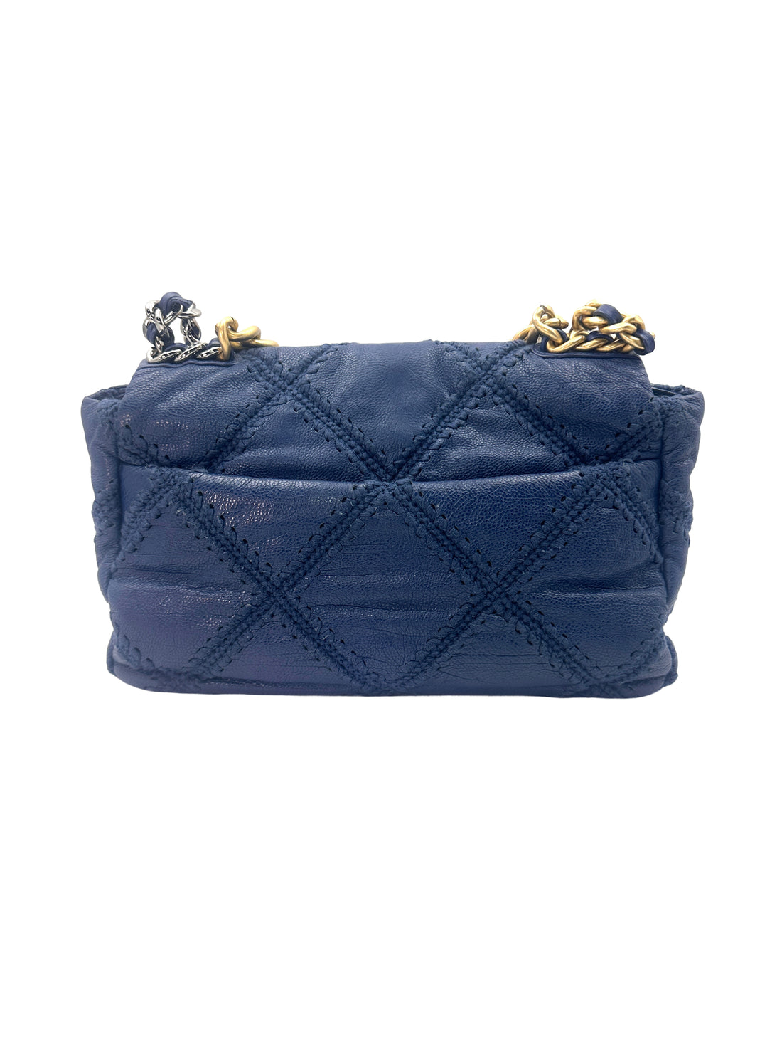 Chanel 19 Blue Crochet Quilted Calfskin Flap Bag With Gold Hardware(31***63) CC1326