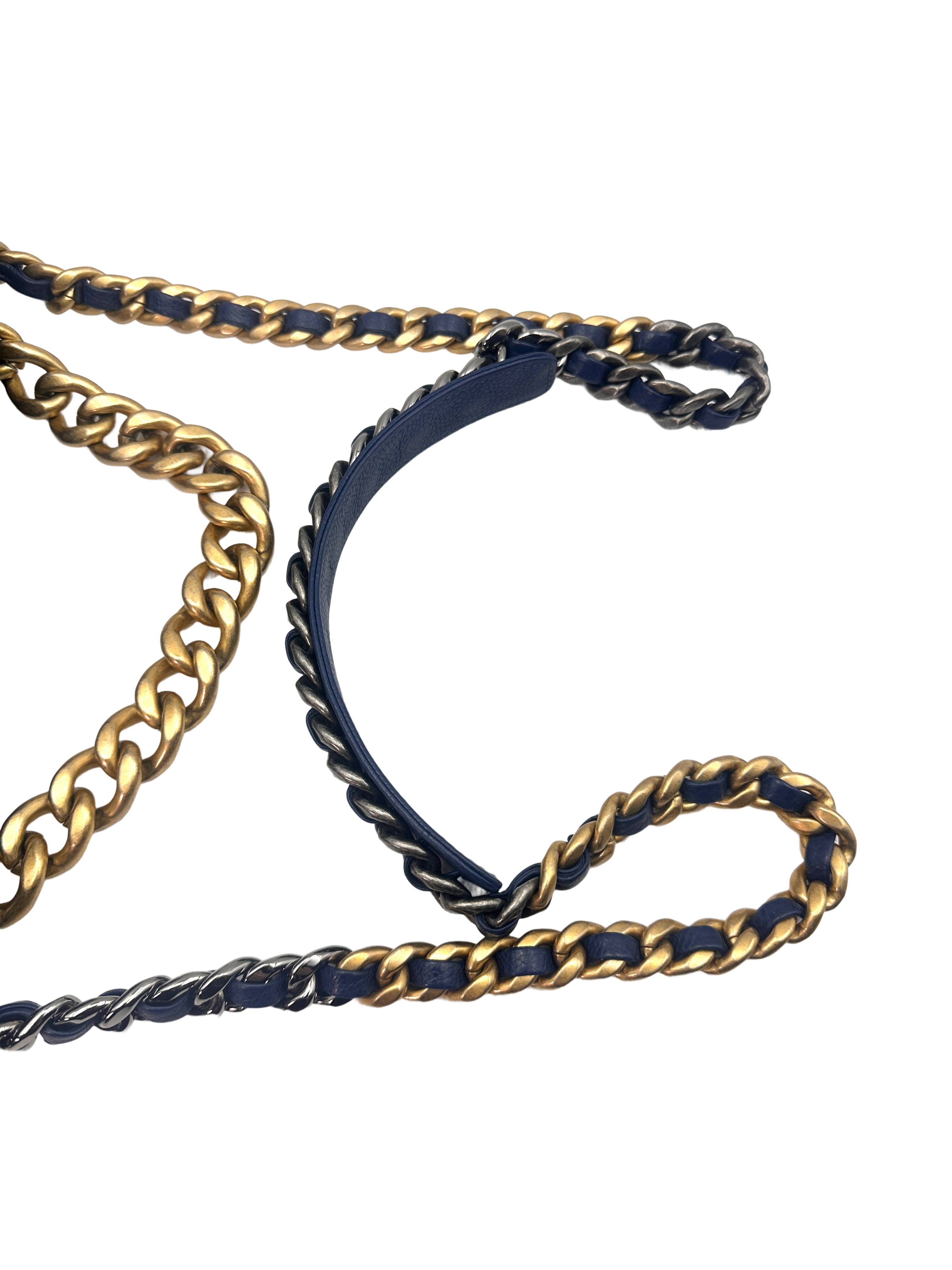 Chanel 19 Blue Crochet Quilted Calfskin Flap Bag With Gold Hardware(31***63) CC1326