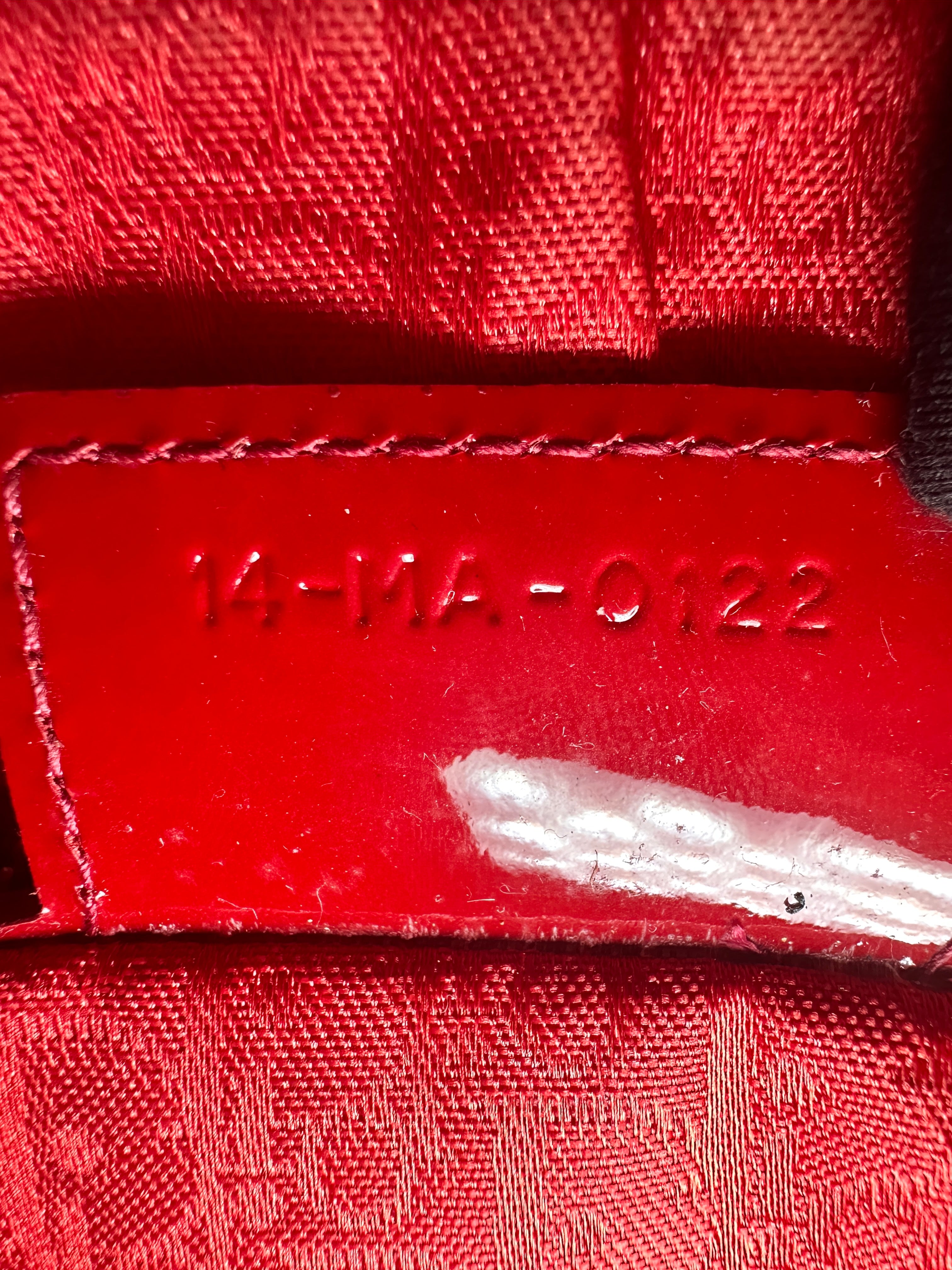 Christian Dior Lady Dior Red Patent Cannage Leather Handle Bag With Silver Charms DR460