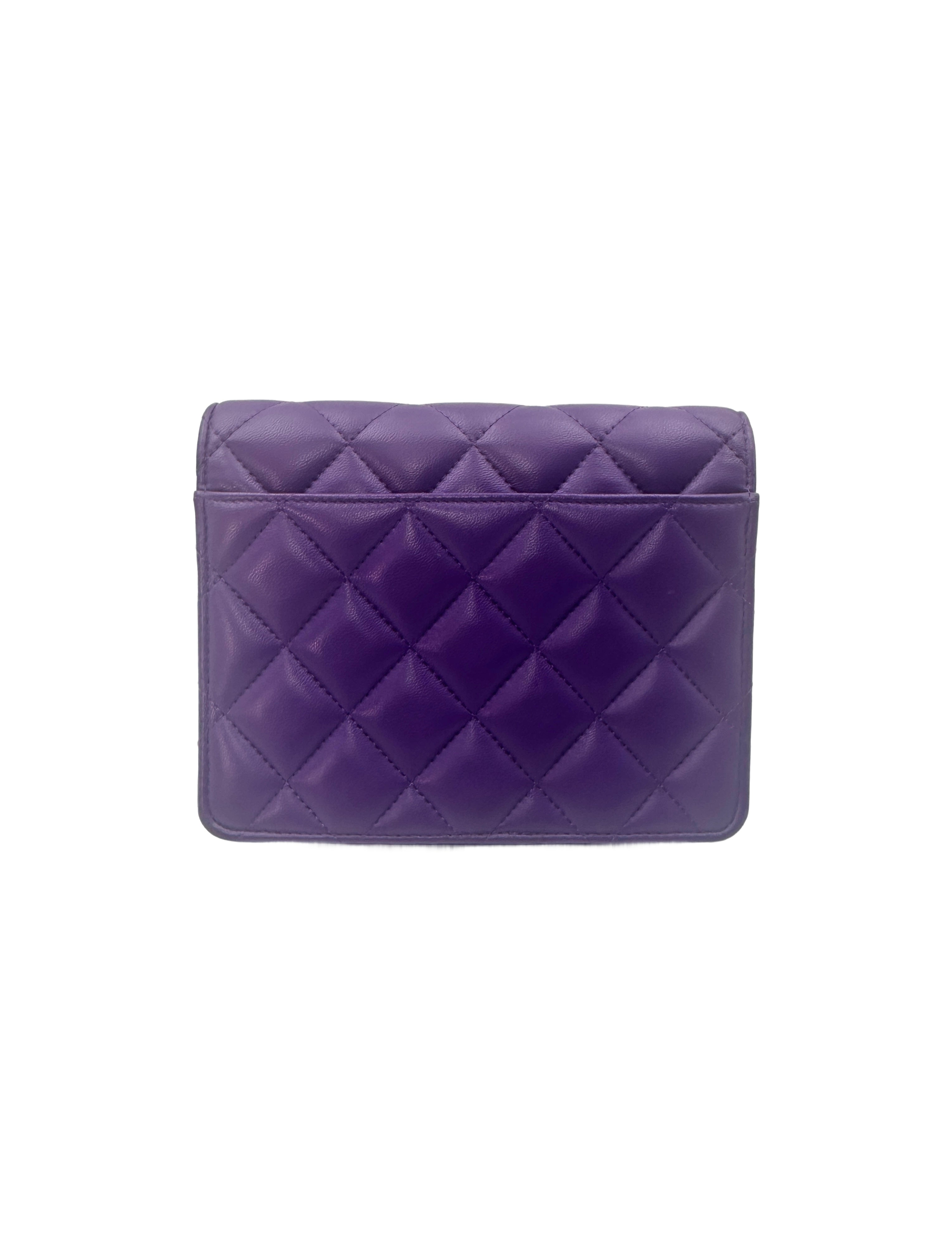 Chanel Classic Purple Quilted Leather Wallet On Chain Shoulder Bag(X6***18) CC1328