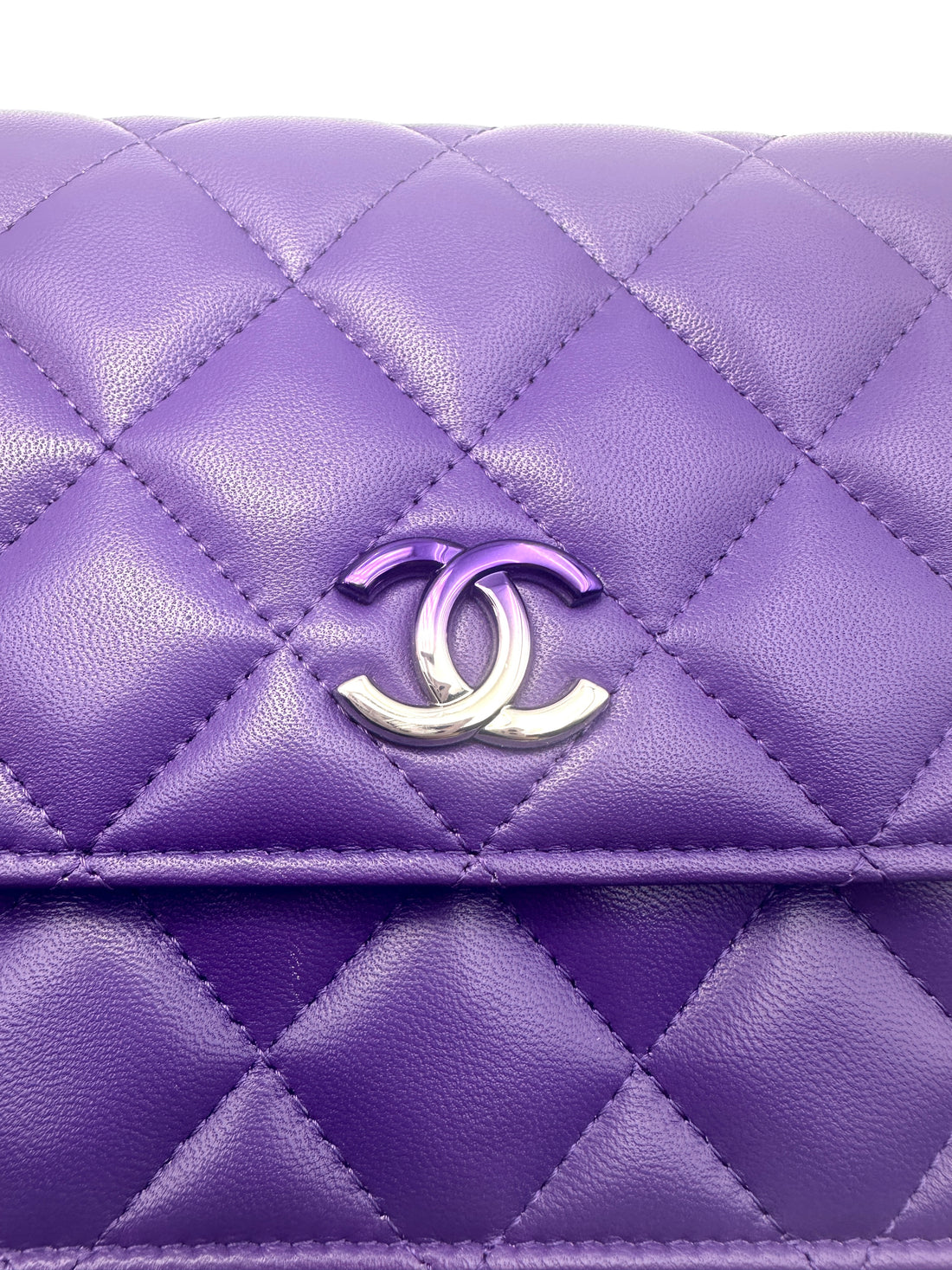 Chanel Classic Purple Quilted Leather Wallet On Chain Shoulder Bag(X6***18) CC1328