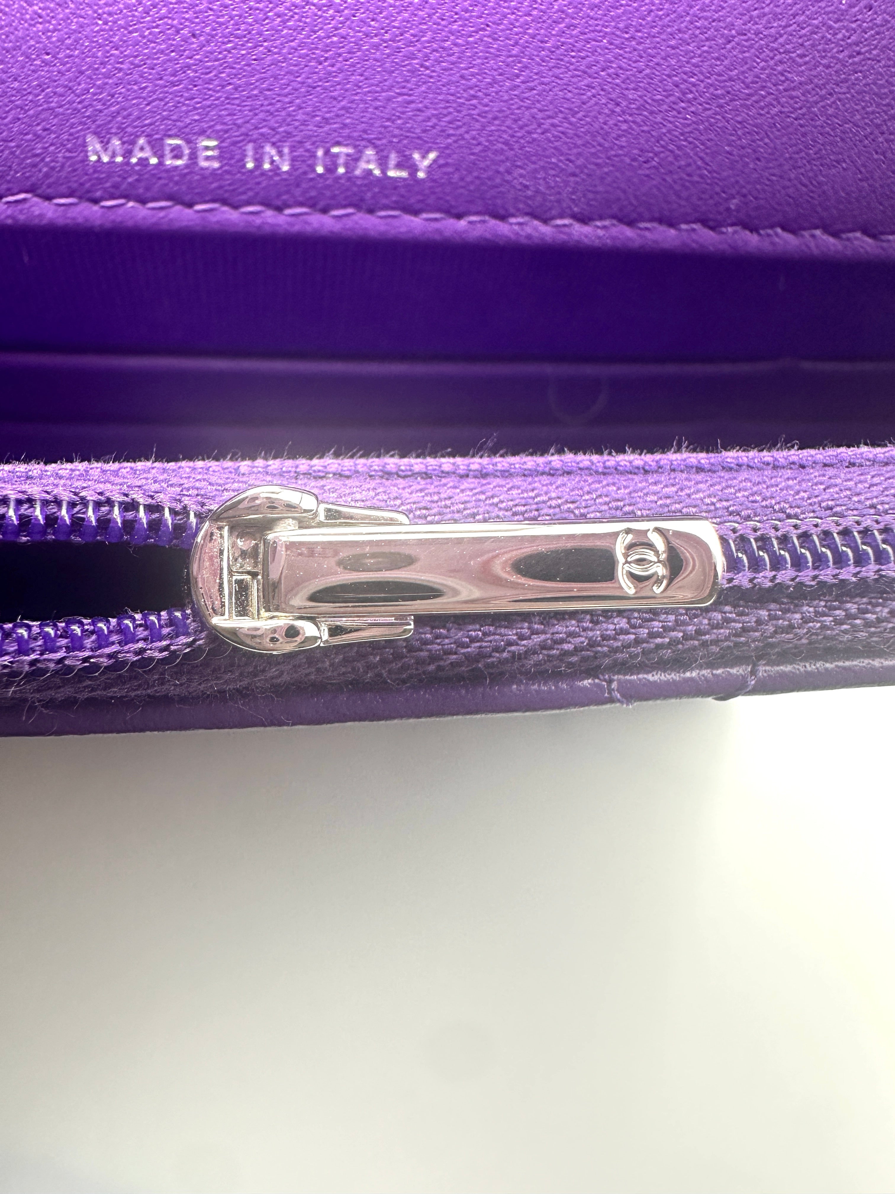 Chanel Classic Purple Quilted Leather Wallet On Chain Shoulder Bag(X6***18) CC1328