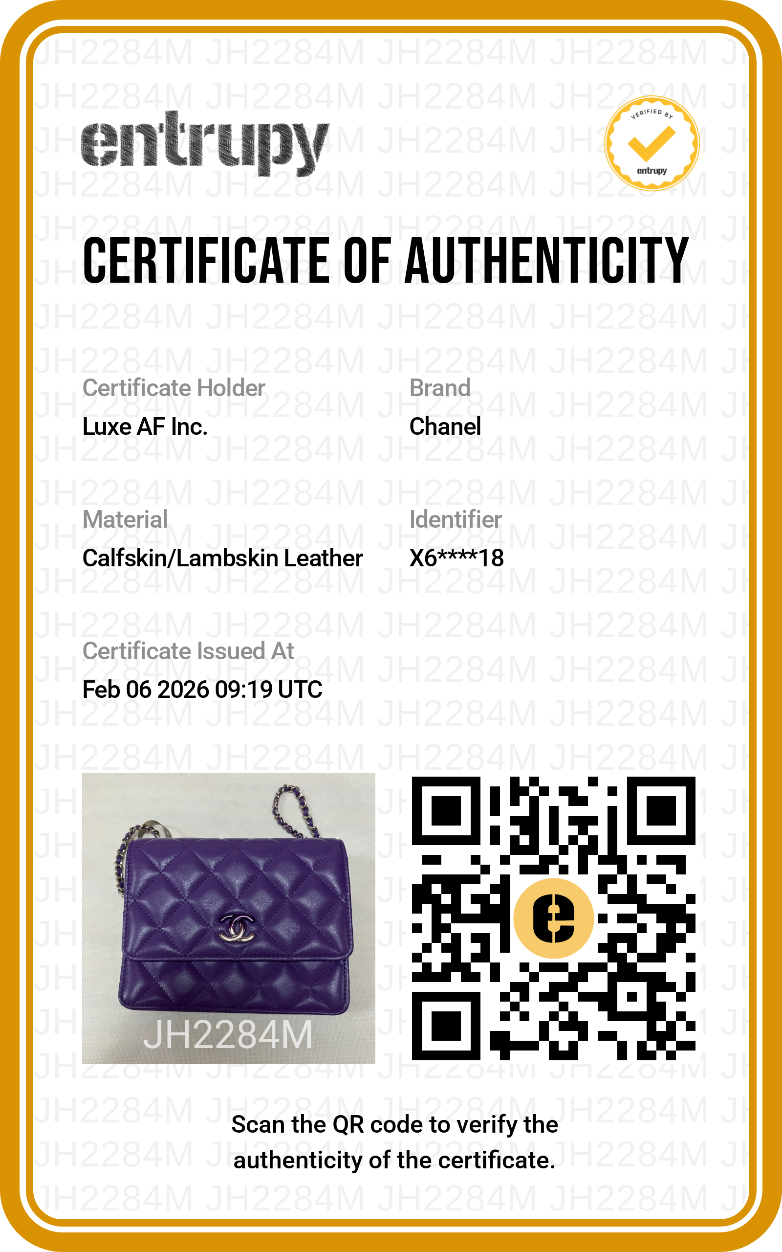 Chanel Classic Purple Quilted Leather Wallet On Chain Shoulder Bag(X6***18) CC1328