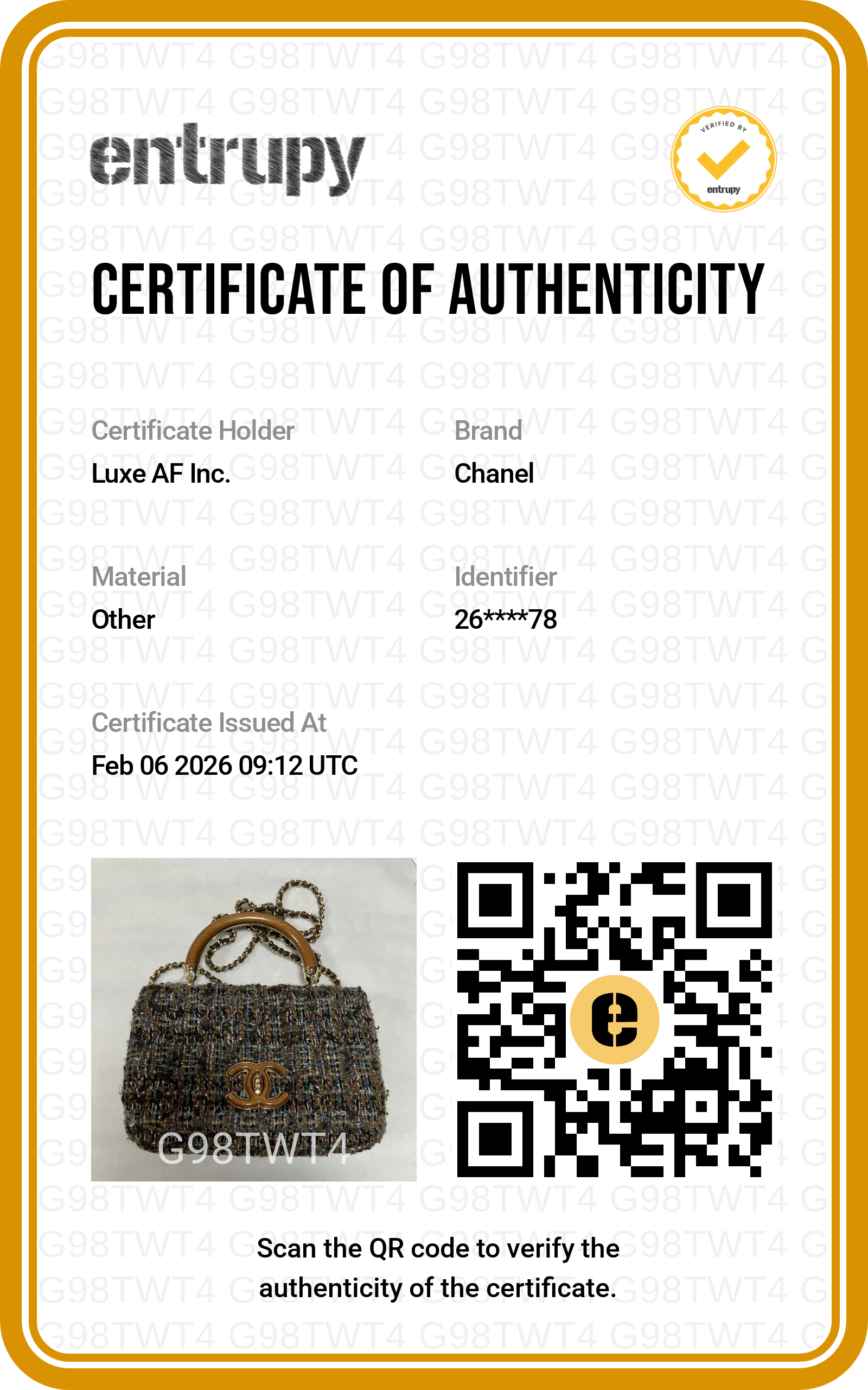 Chanel Knock On Wood Multicolor Tweed Sculptural Wood Top Handle Crossbody Bag(26***78) CC1330