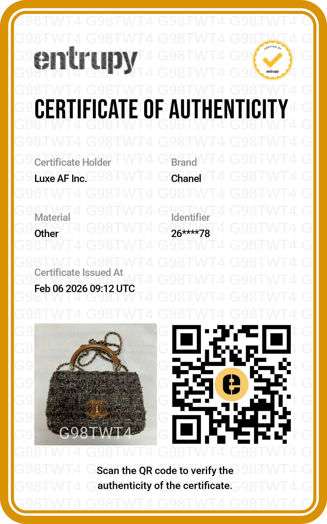 Chanel Knock On Wood Multicolor Tweed Sculptural Wood Top Handle Crossbody Bag(26***78) CC1330