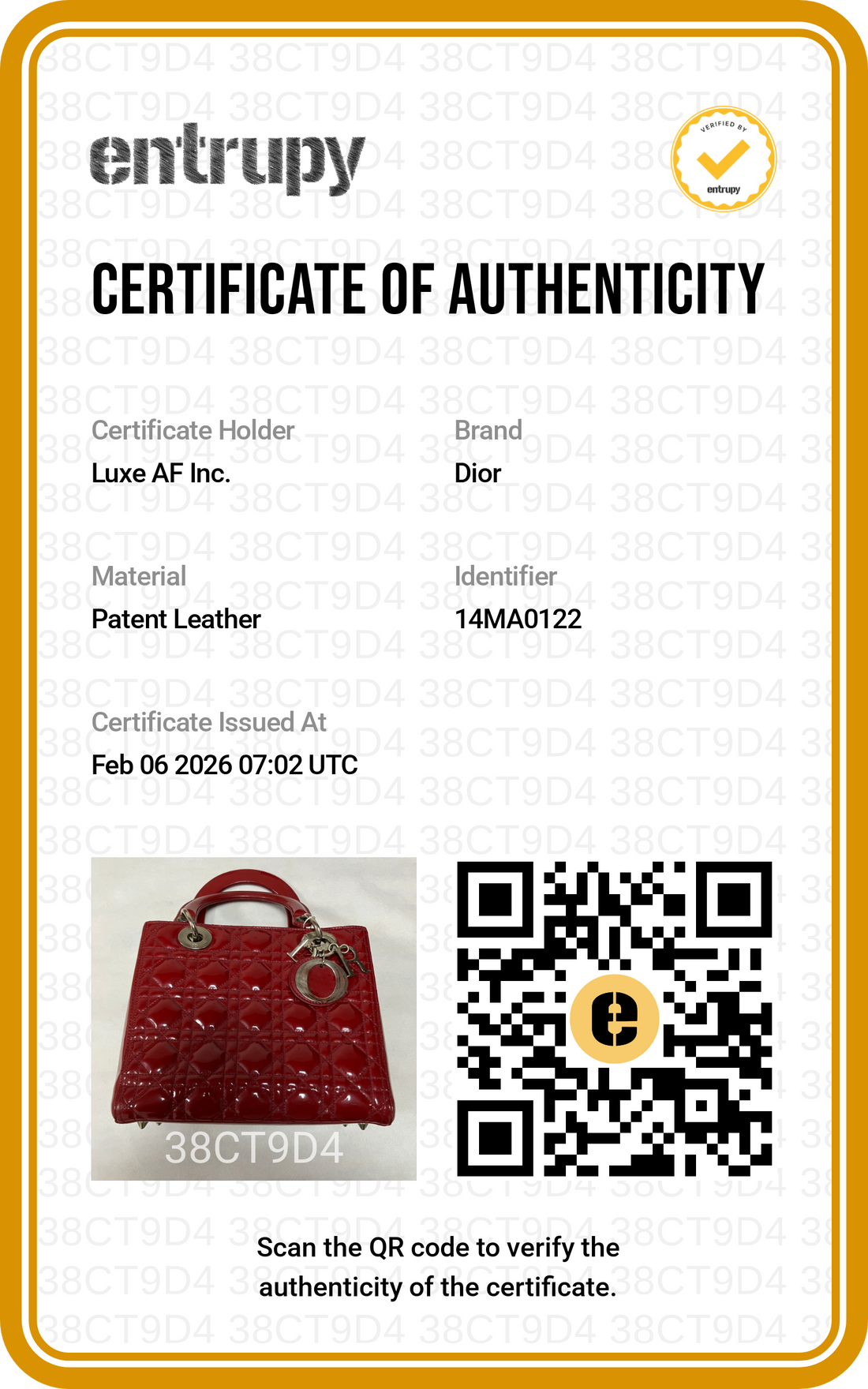 Christian Dior Lady Dior Red Patent Cannage Leather Handle Bag With Silver Charms DR460