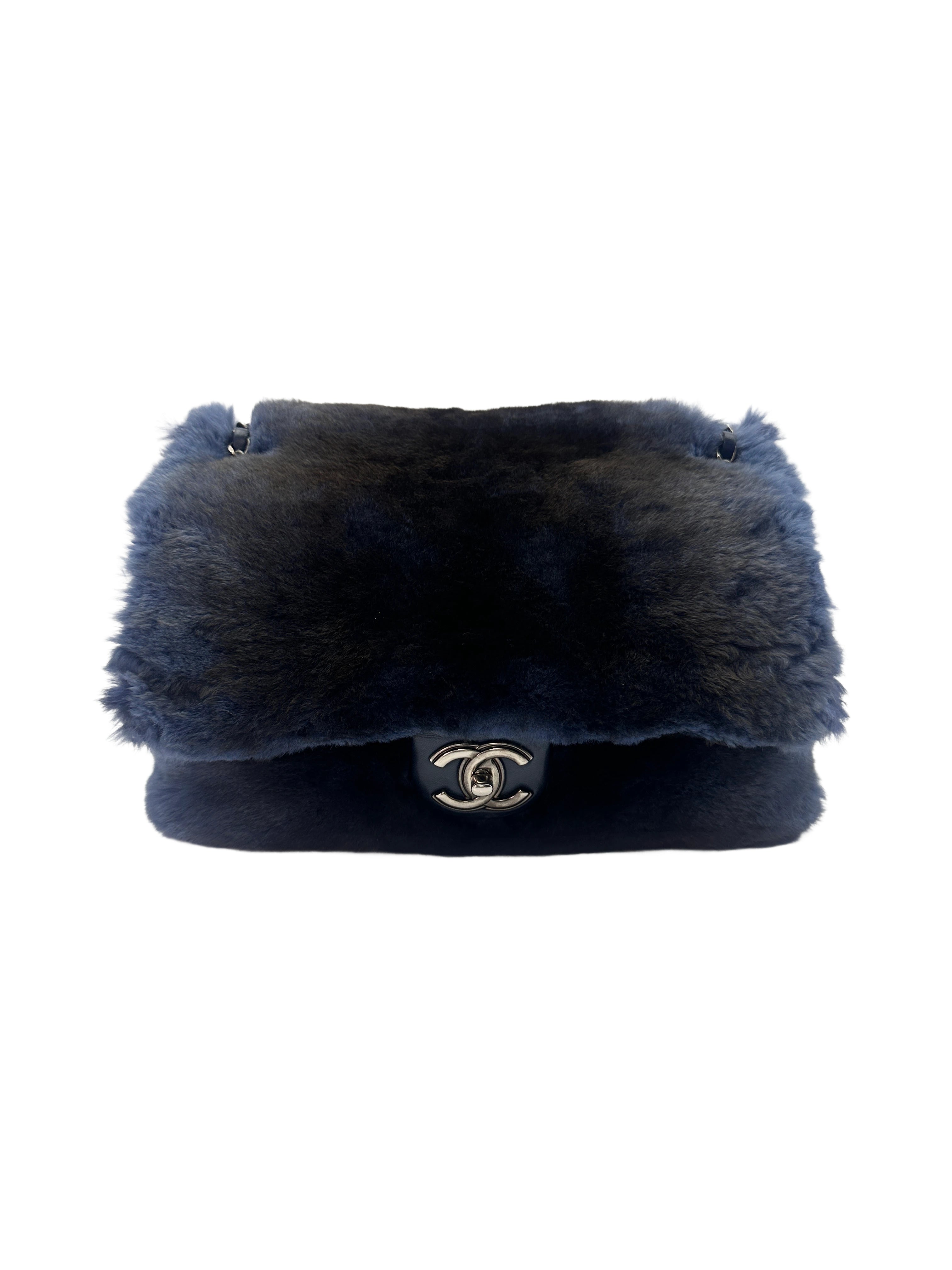 Chanel Classic Flap Blue Rabbit Fur Single Flap Bag(17***90) CC1337