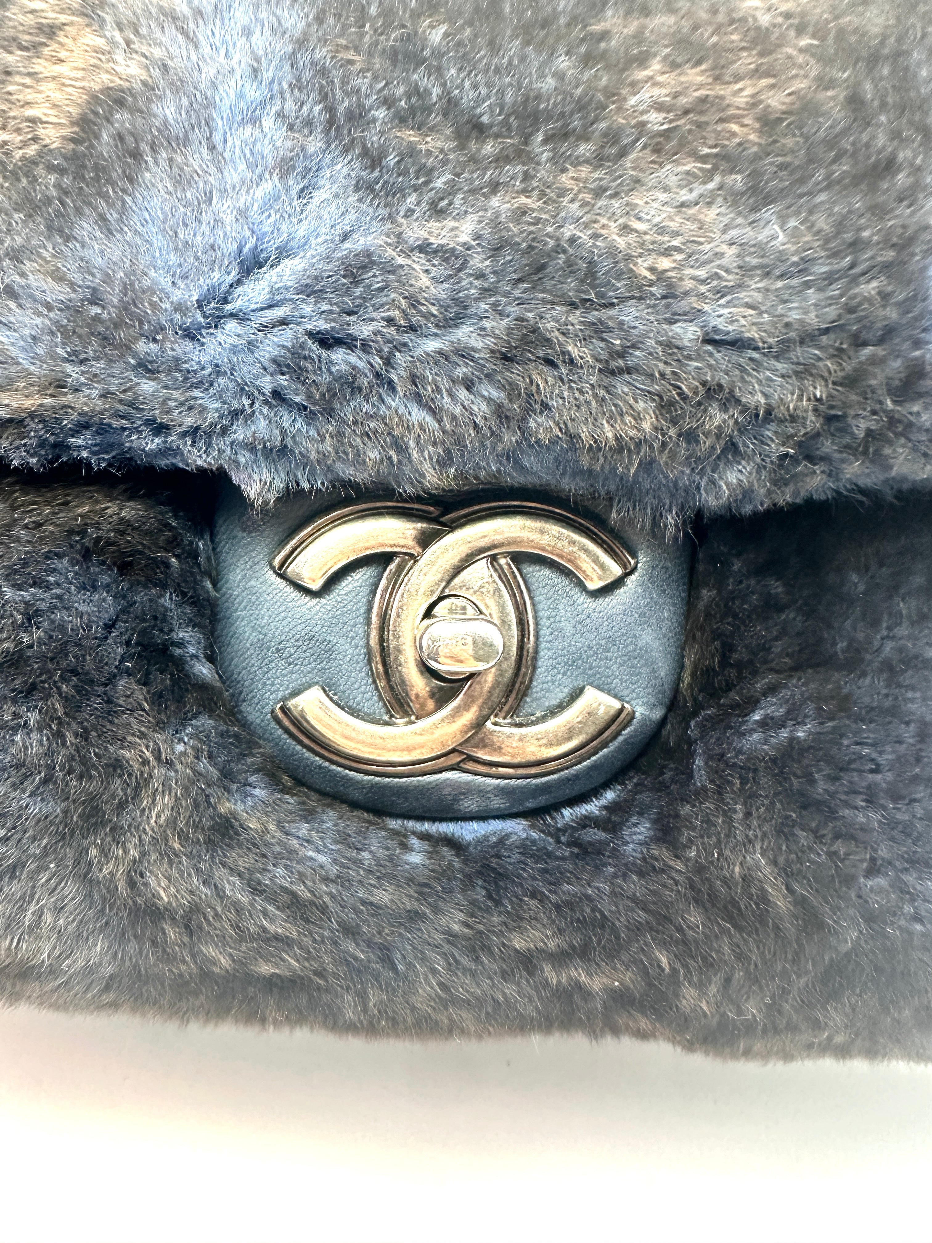 Chanel Classic Flap Blue Rabbit Fur Single Flap Bag(17***90) CC1337