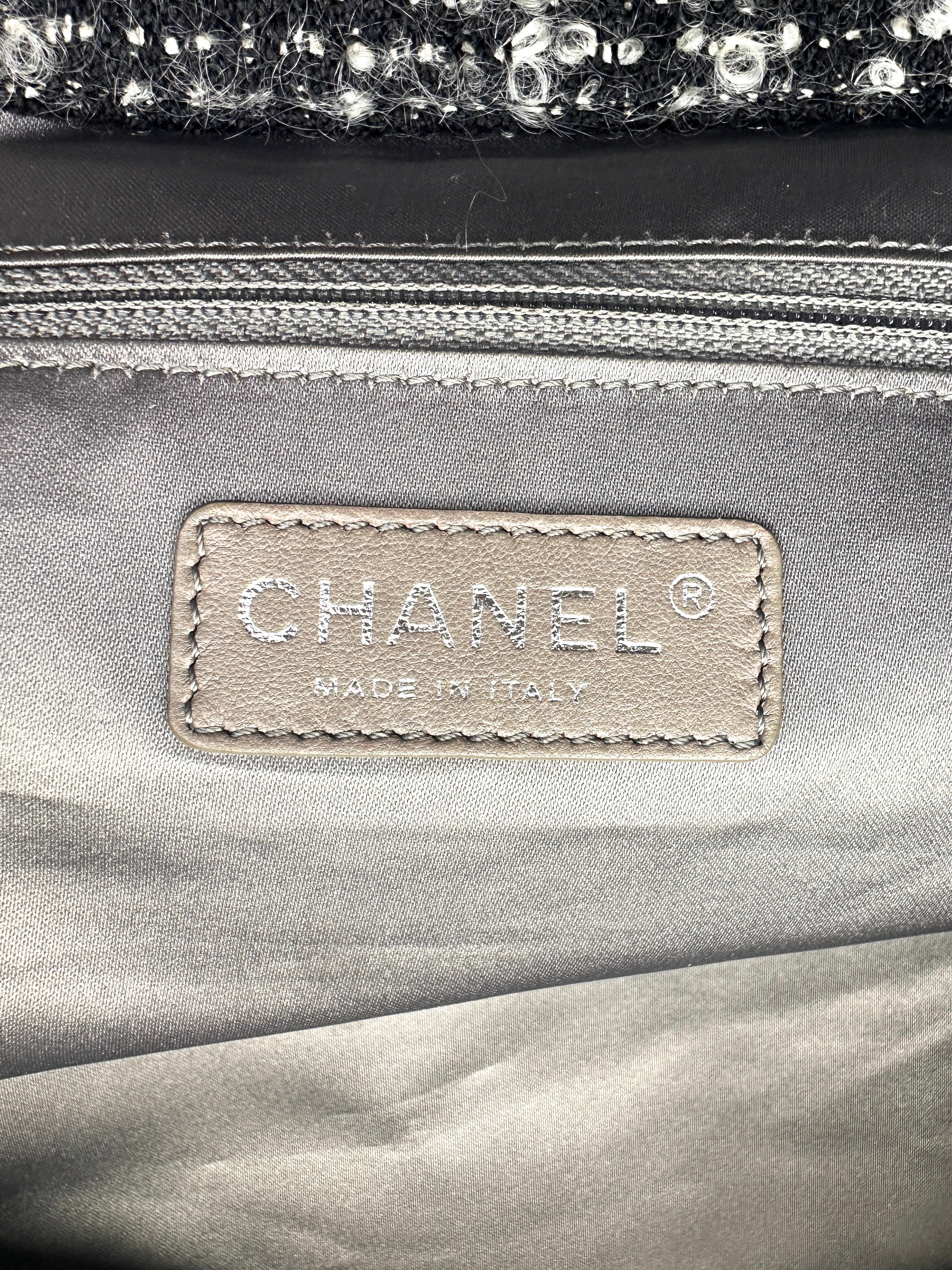 Chanel Funny Tweed Black Leather Tote Shoulder Bag(14***98) CC1333