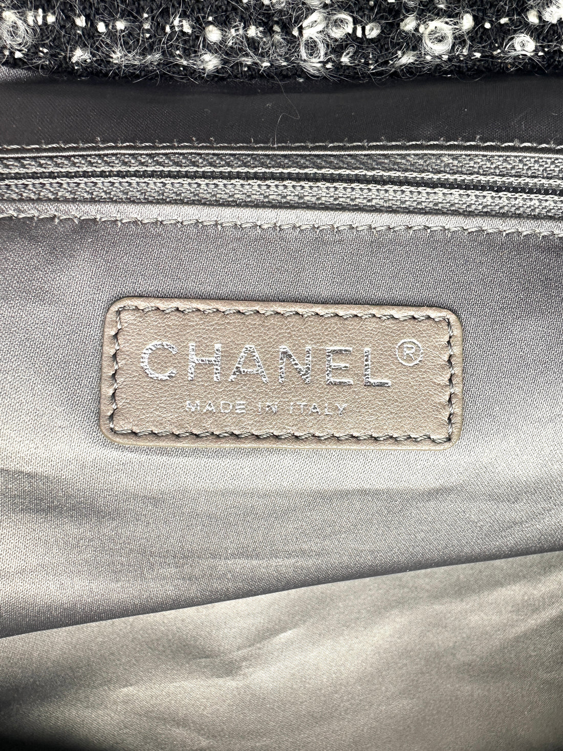 Chanel Funny Tweed Black Leather Tote Shoulder Bag(14***98) CC1333