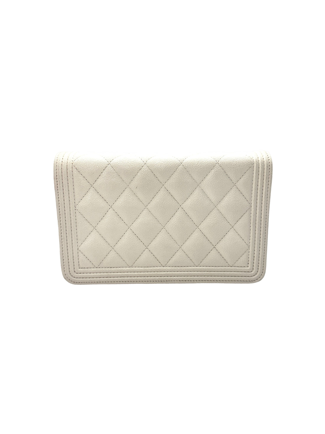 Chanel LeBoy White Quilted Leather Wallet On Chain Bag With Gold Buckle(28***18) CC1342