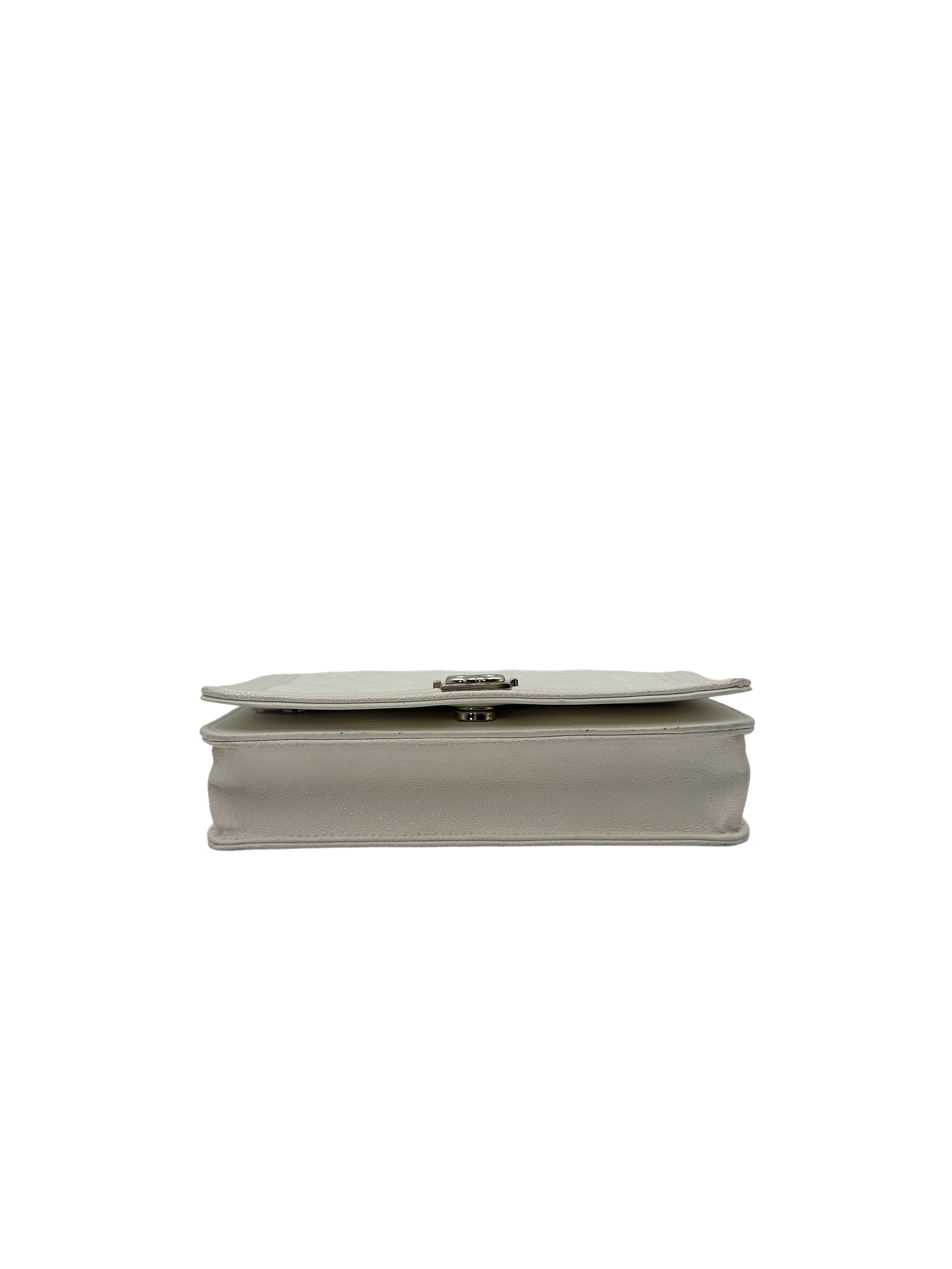 Chanel LeBoy White Quilted Leather Wallet On Chain Bag With Gold Buckle(28***18) CC1342