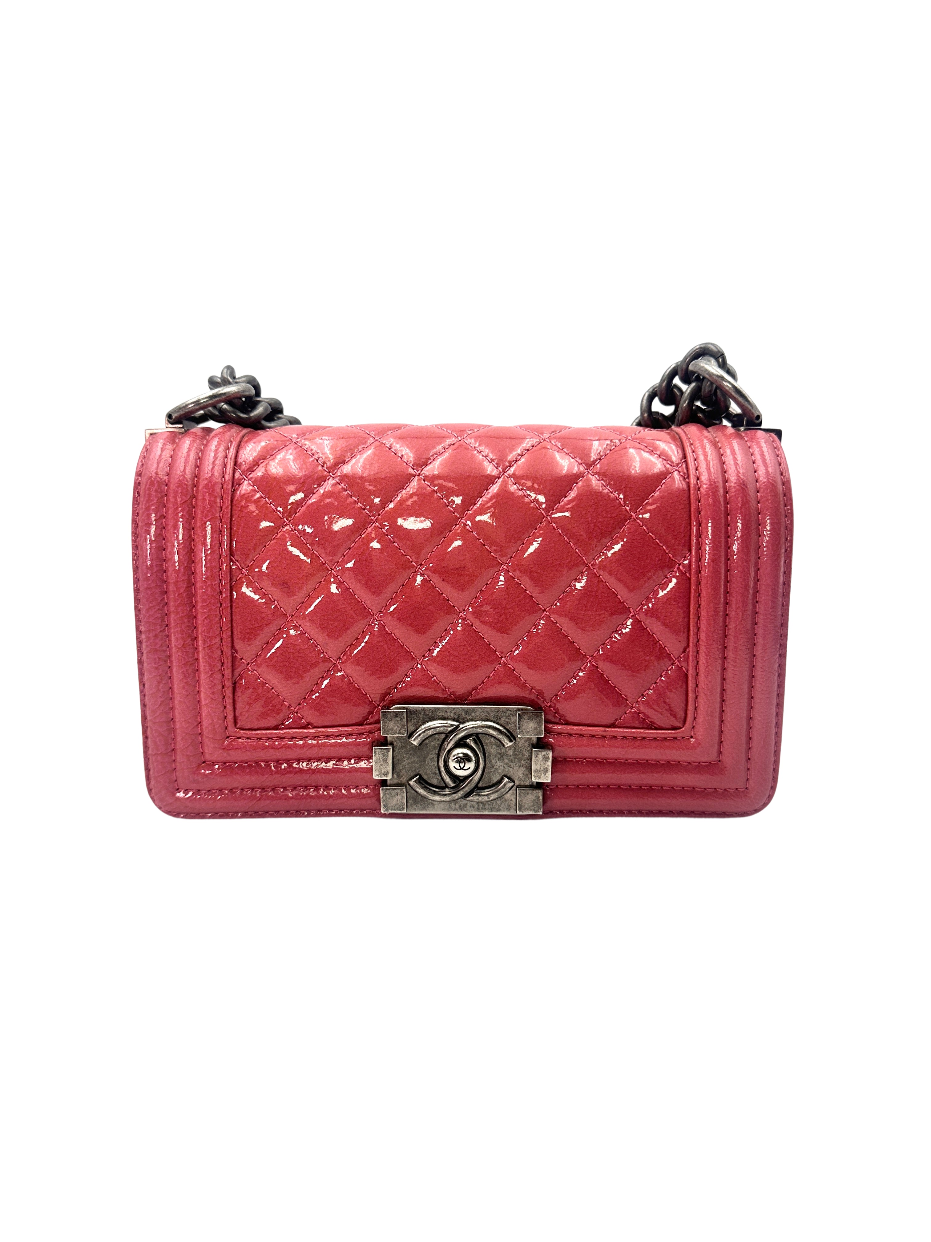 Chanel LeBoy Pink Quilted Leather Small Size Flap Bag With Silver Buckle(19***46) CC1341