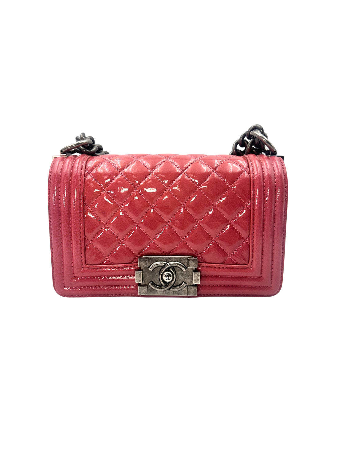 Chanel LeBoy Pink Quilted Leather Small Size Flap Bag With Silver Buckle(19***46) CC1341