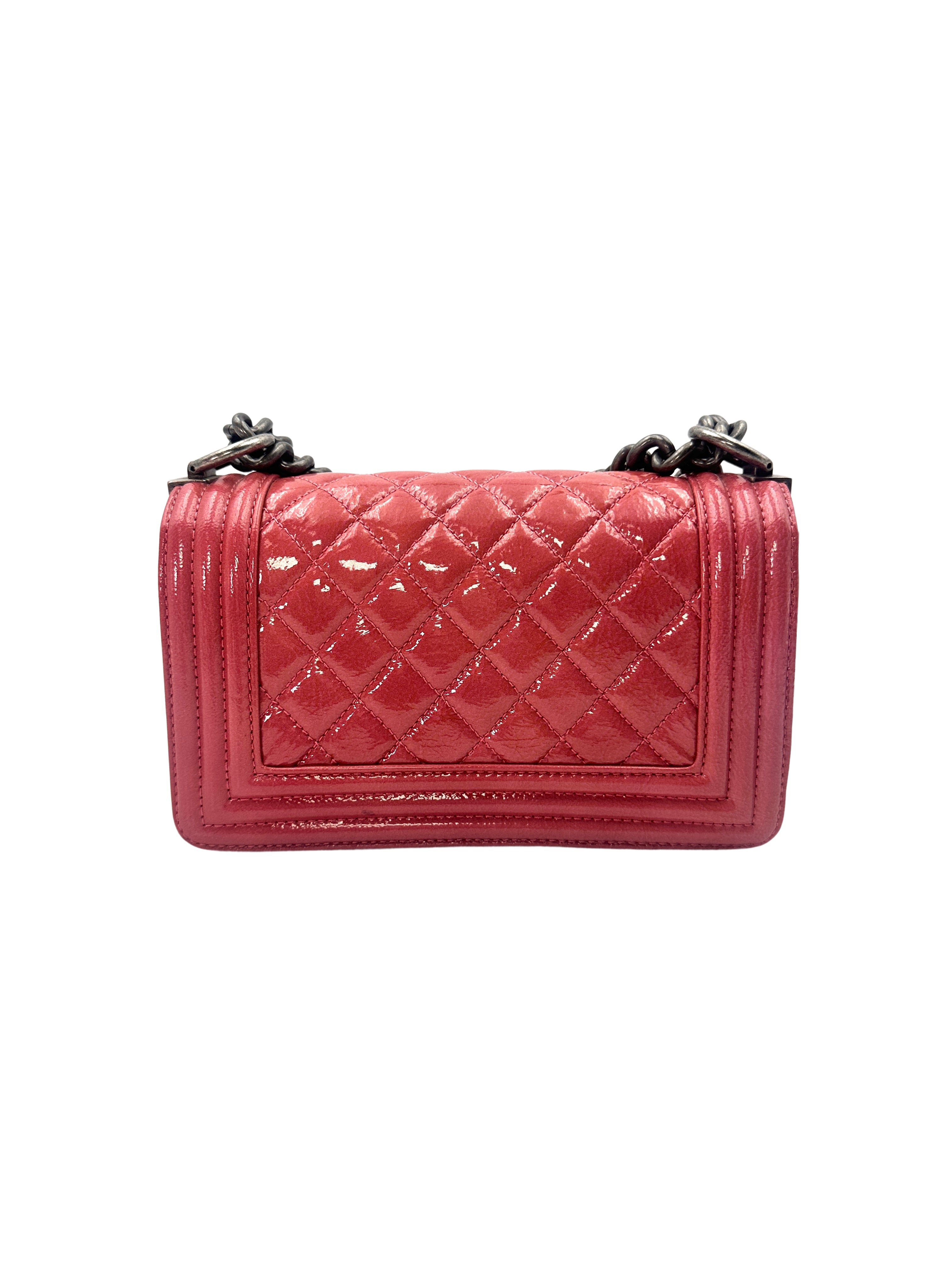 Chanel LeBoy Pink Quilted Leather Small Size Flap Bag With Silver Buckle(19***46) CC1341