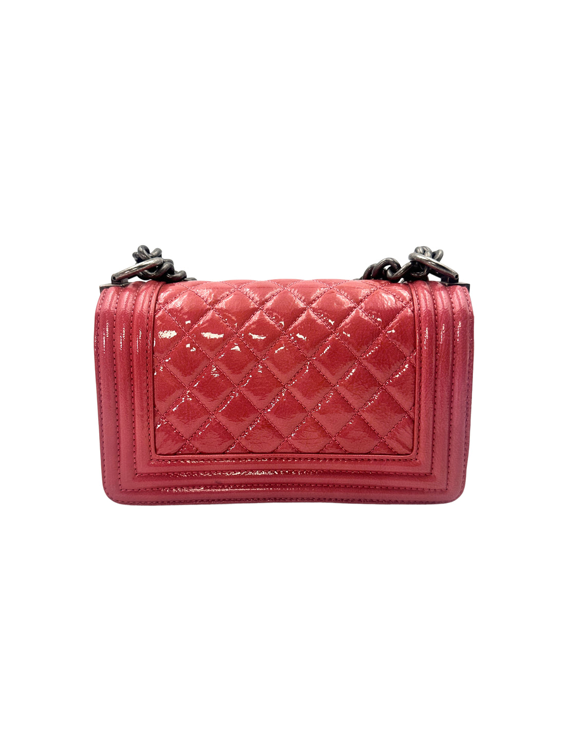 Chanel LeBoy Pink Quilted Leather Small Size Flap Bag With Silver Buckle(19***46) CC1341