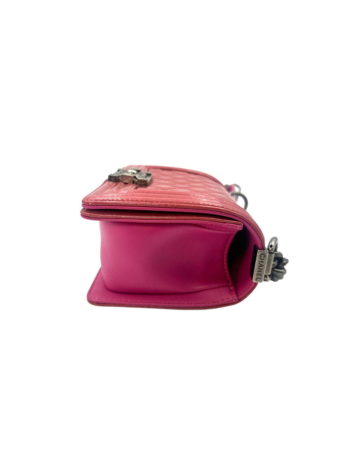 Chanel LeBoy Pink Quilted Leather Small Size Flap Bag With Silver Buckle(19***46) CC1341