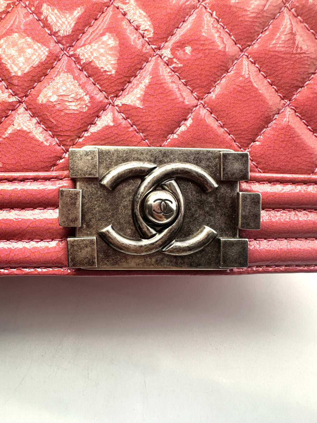 Chanel LeBoy Pink Quilted Leather Small Size Flap Bag With Silver Buckle(19***46) CC1341
