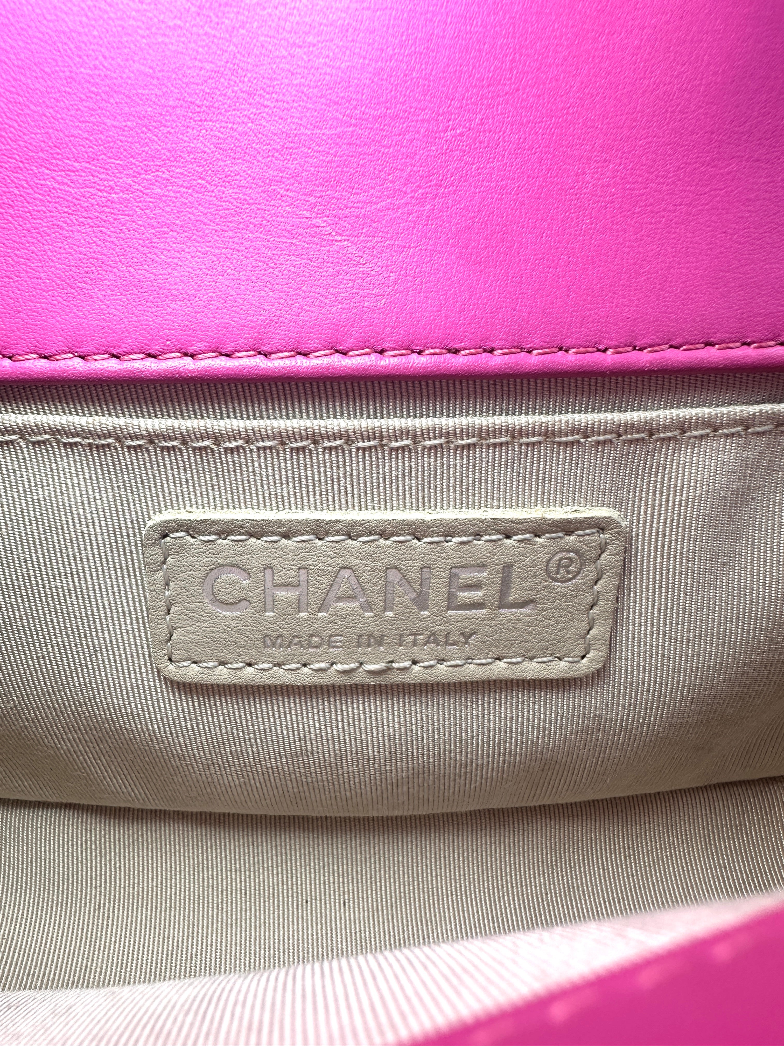 Chanel LeBoy Pink Quilted Leather Small Size Flap Bag With Silver Buckle(19***46) CC1341
