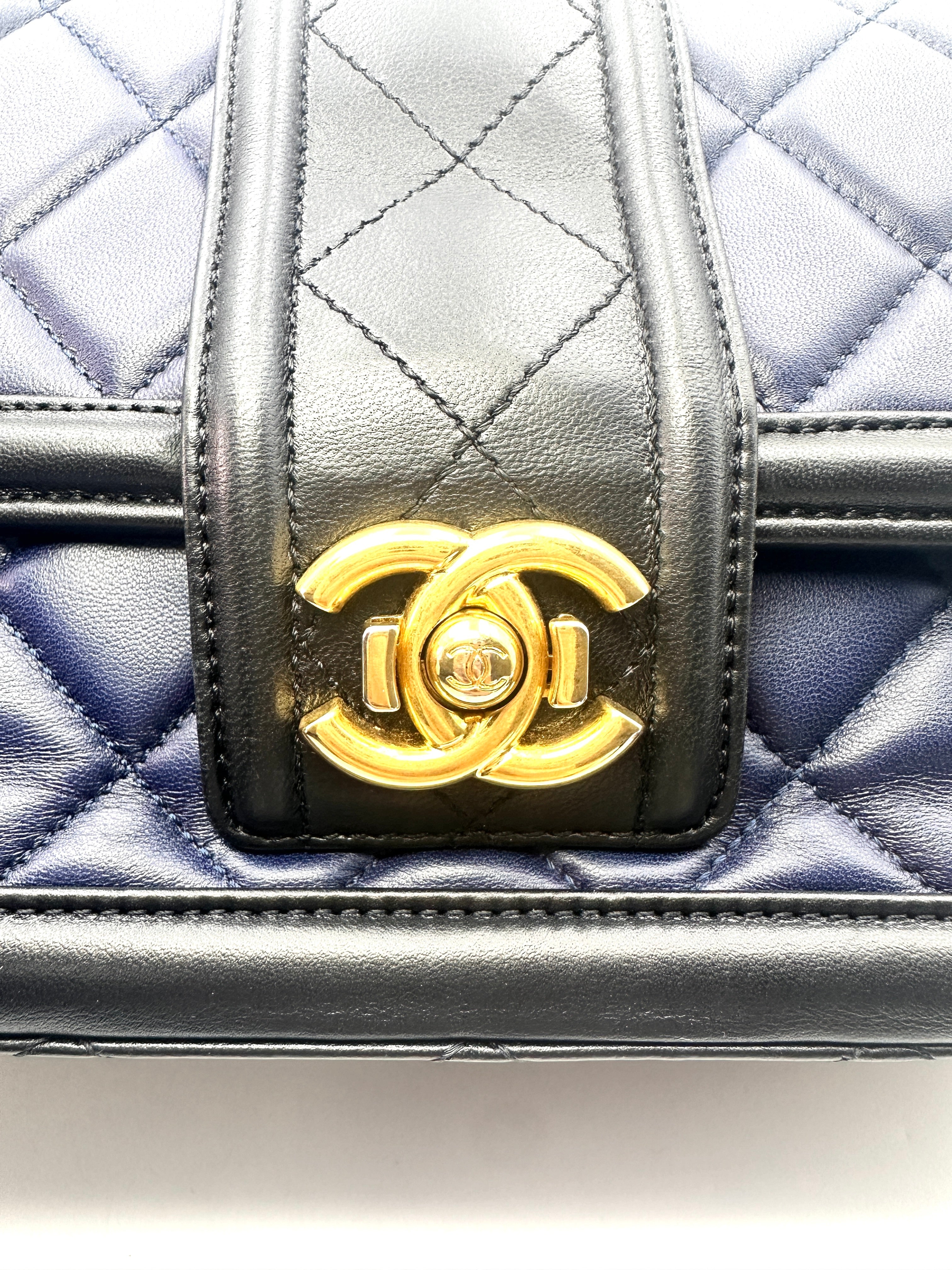 Chanel Classic Flap Elegant Navy Blue/Black Caviar Lambskin Chain Flap Bag With Gold Buckle(20***60) CC1343