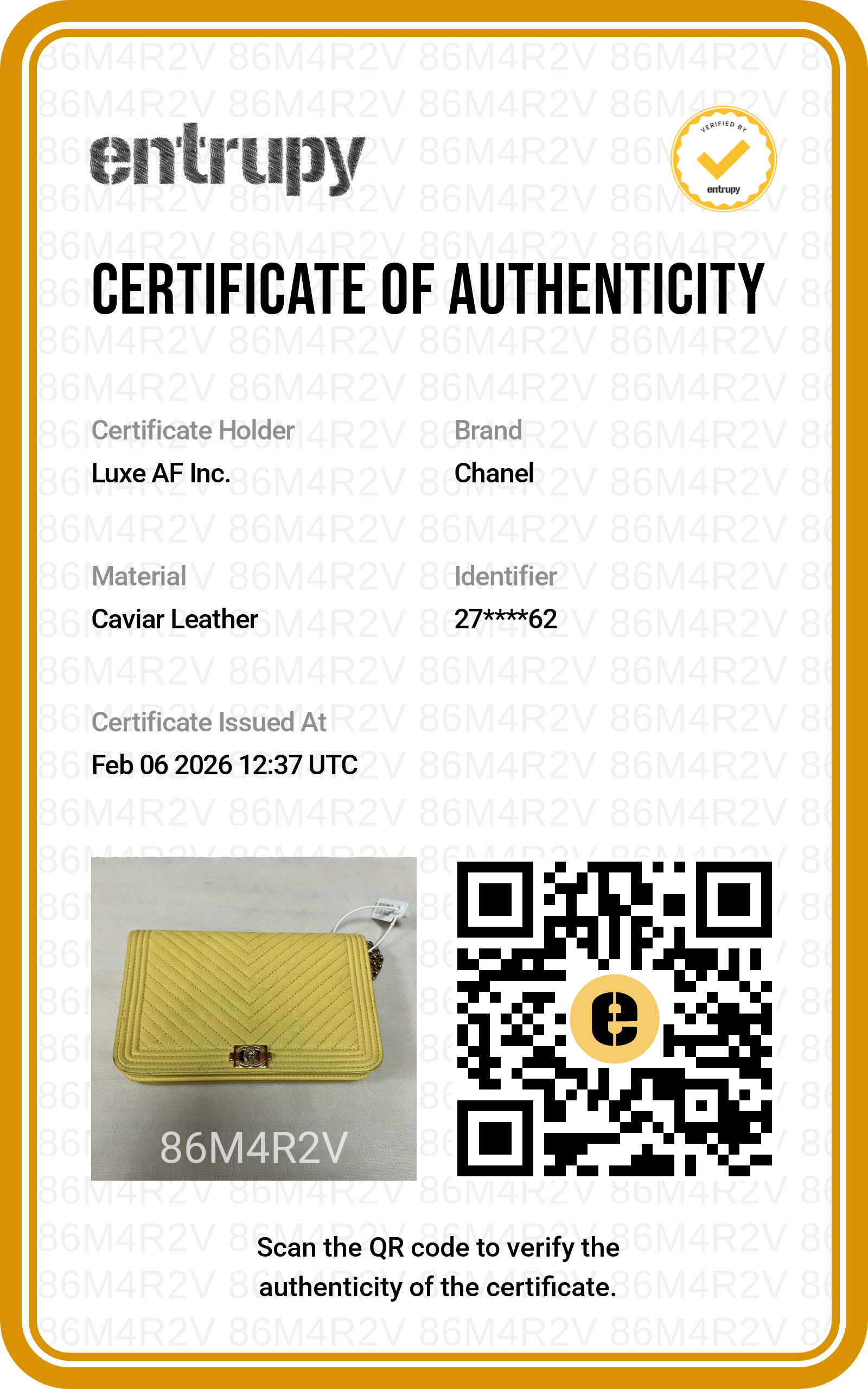 Chanel LeBoy Yellow Chevron Quilted Leather Wallet On Chain With Gold Buckle(27***62) CC1400