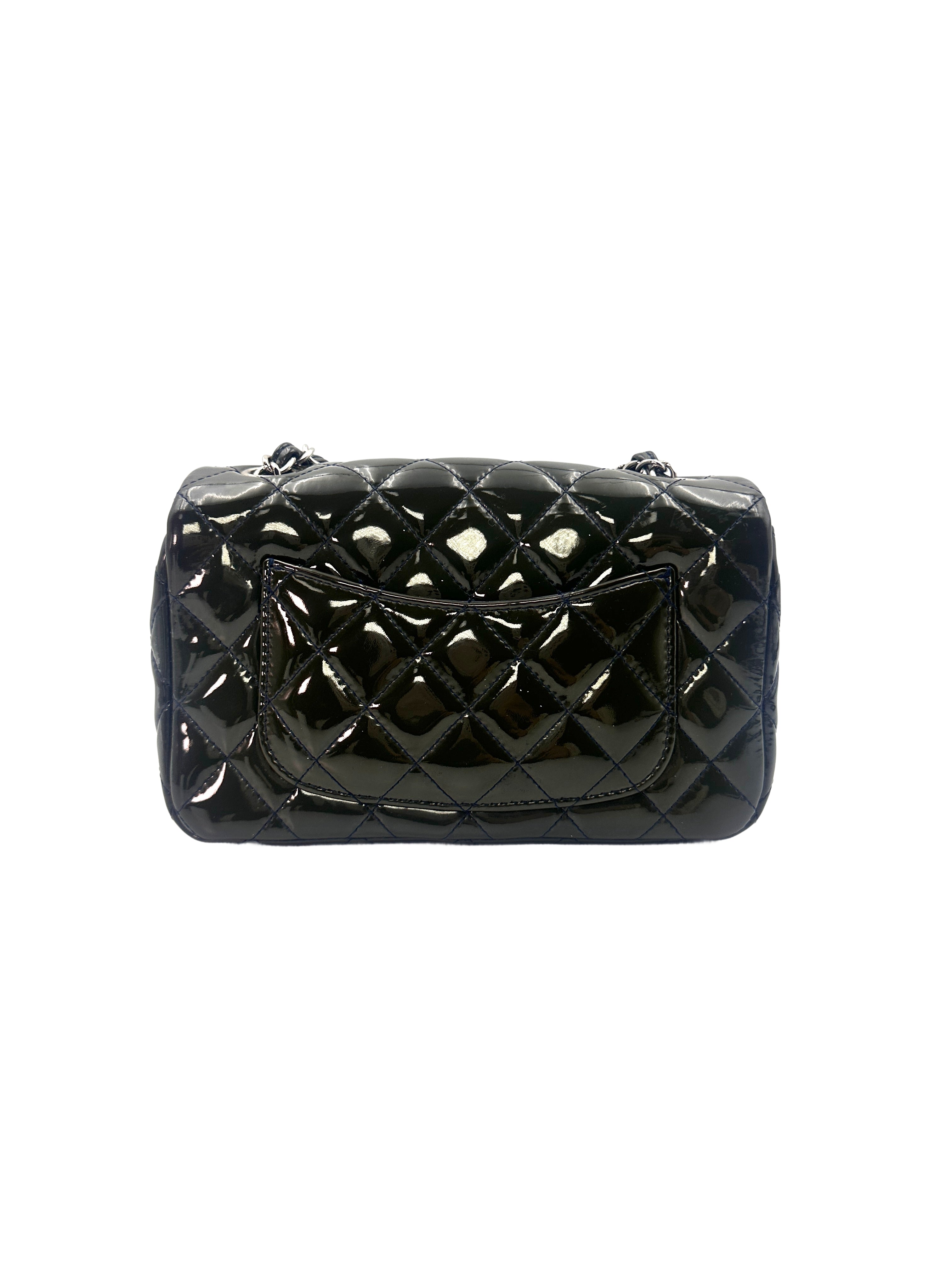 Chanel Classic Flap Green Quilted Patent Leather Chain Flap Bag With Siilver Buckle(20***39) CC1347