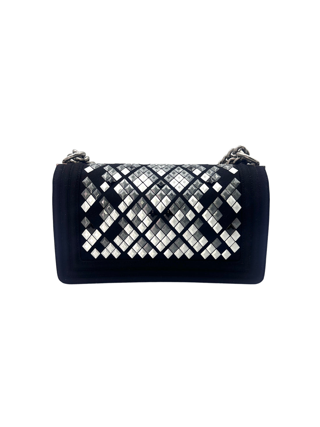 Chanel LeBoy Paris-Hamburg Metiers d'Art Mosaic Black/Sliver Embroidered Wool Medium Size Flap Bag(26***48) CC1354