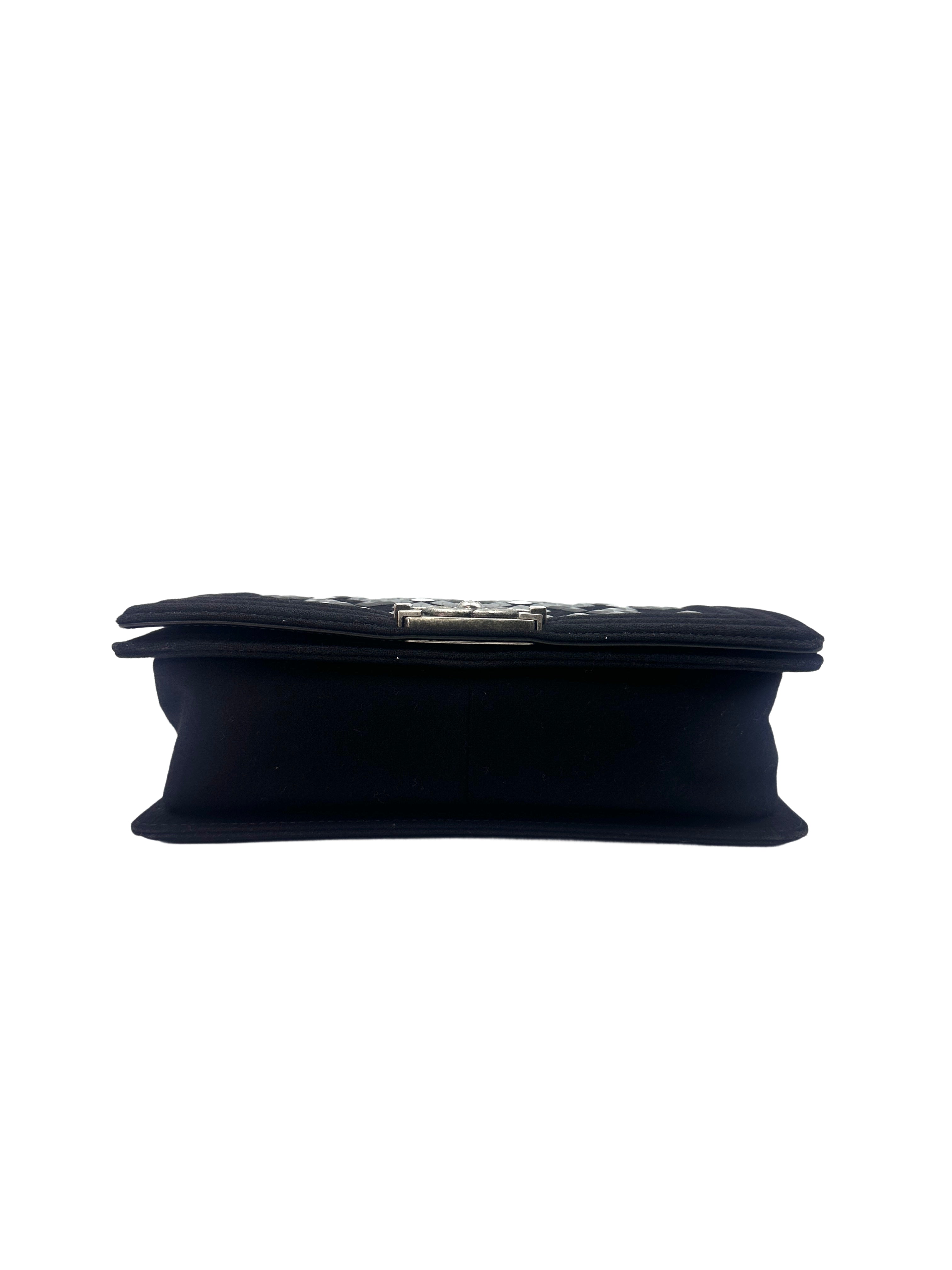 Chanel LeBoy Paris-Hamburg Metiers d'Art Mosaic Black/Sliver Embroidered Wool Medium Size Flap Bag(26***48) CC1354