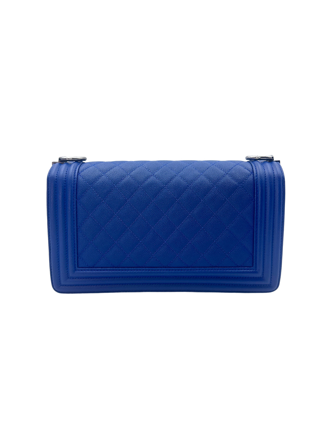 Chanel LeBoy Blue Quilted Caviar Leather Medium Size Flap Bag With Silver Buckle(23***40) C1350