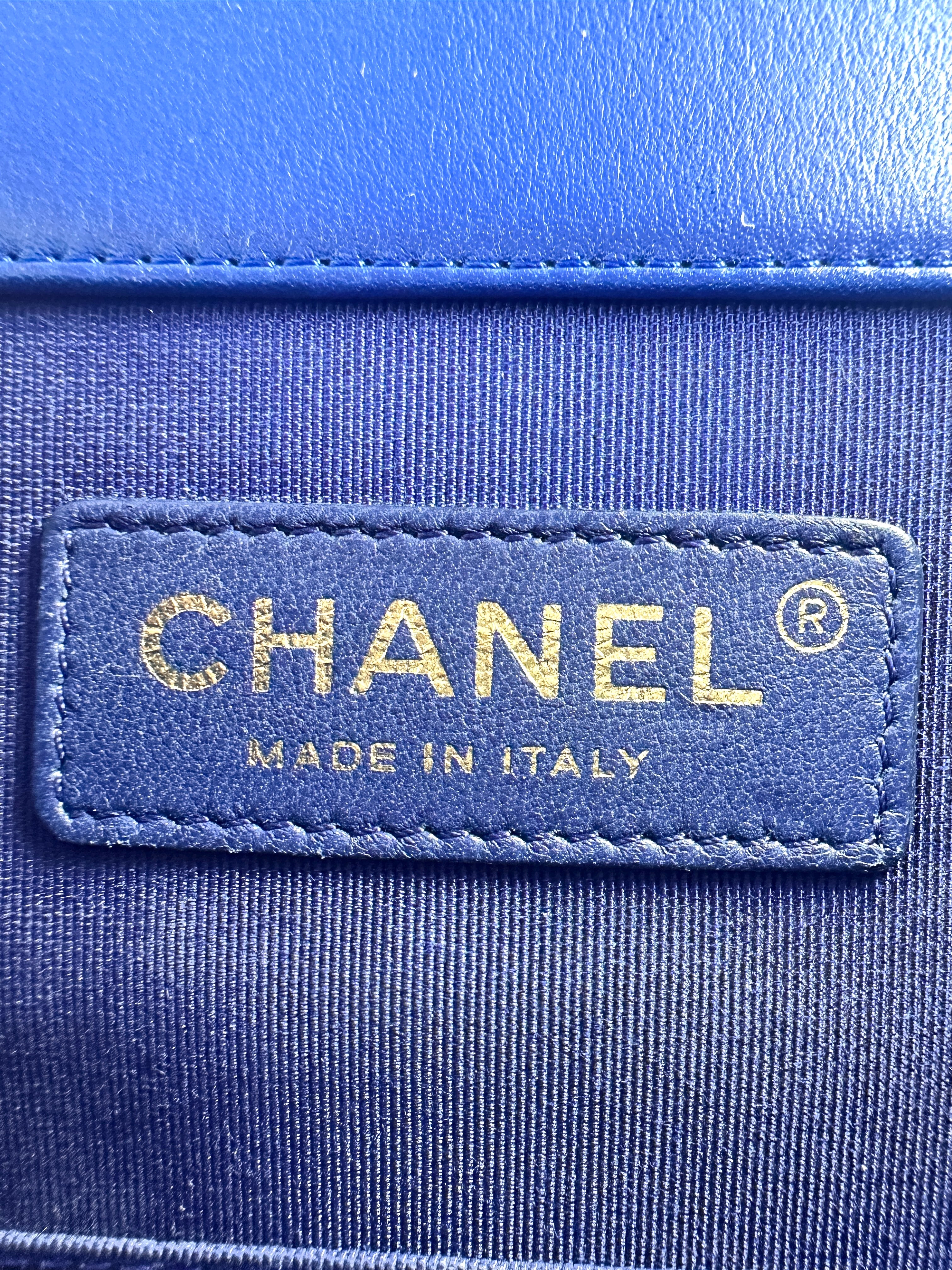 Chanel North South LeBoy Blue Quilted Leather Large Size Shoulder Bag With Gold Buckle(26***96) C1349