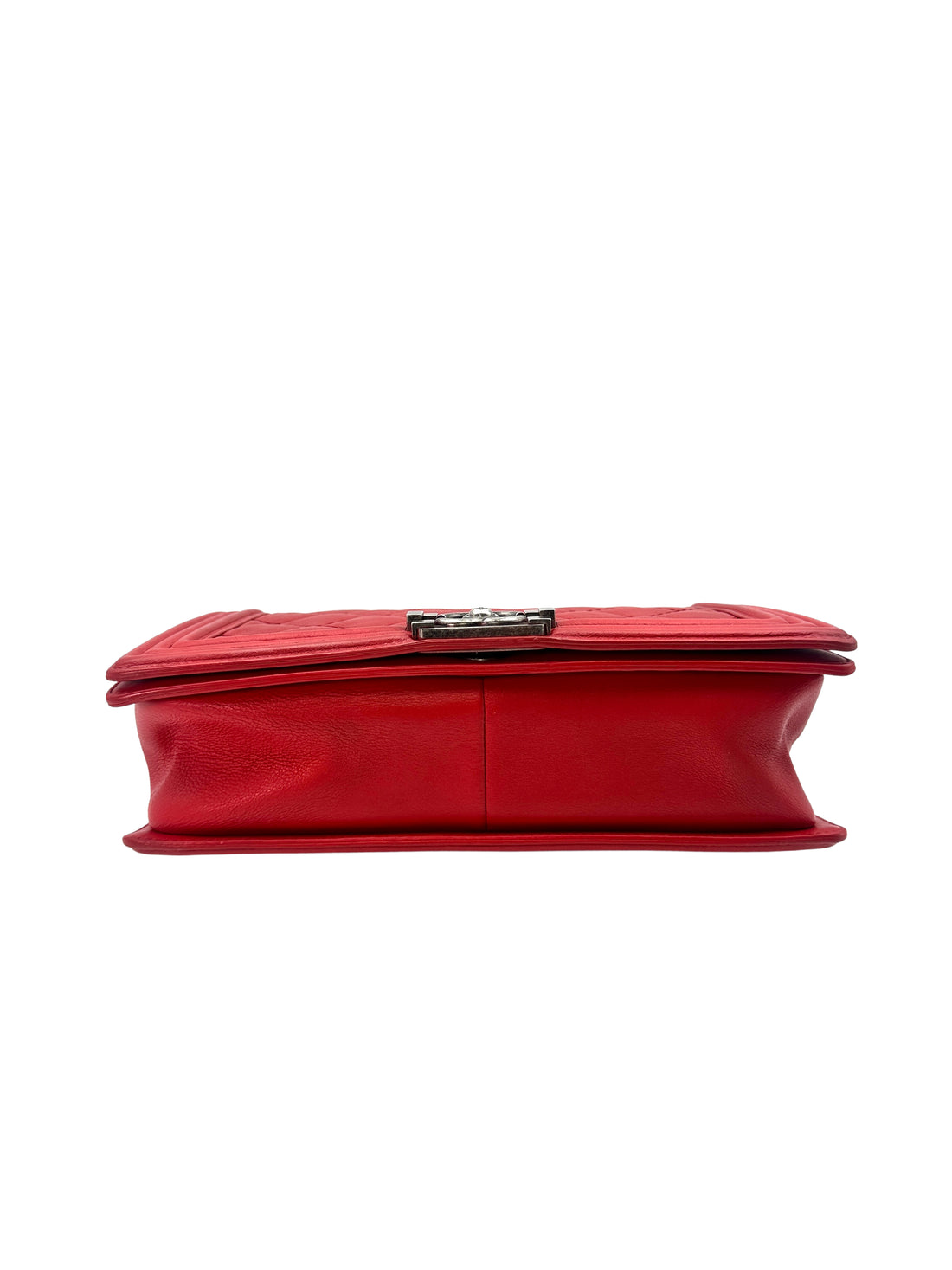Chanel LeBoy Red Quilted Lambskin Flap Bag With Silver Buckle(18***87) CC1352