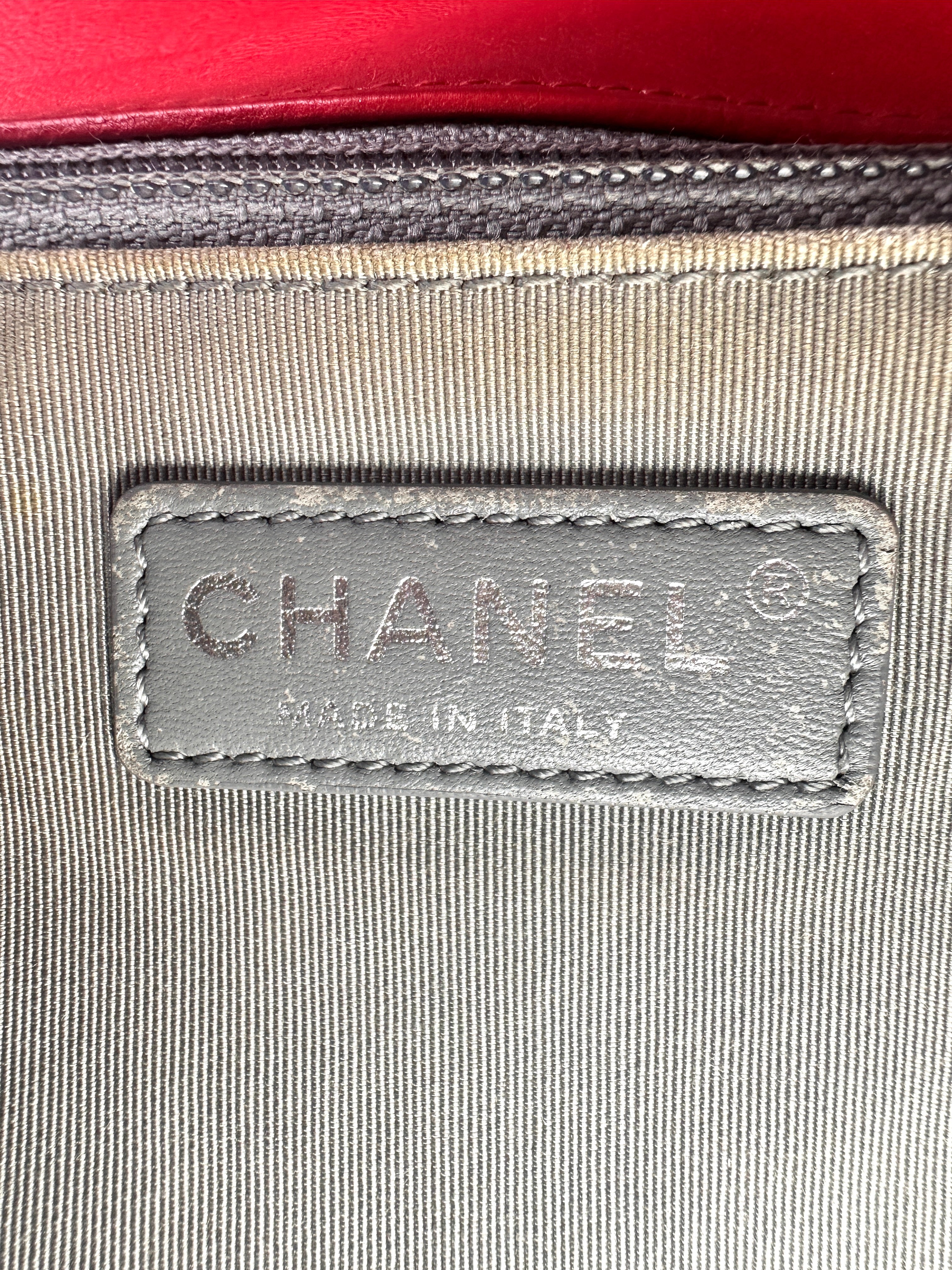 Chanel LeBoy Red Quilted Lambskin Flap Bag With Silver Buckle(18***87) CC1352
