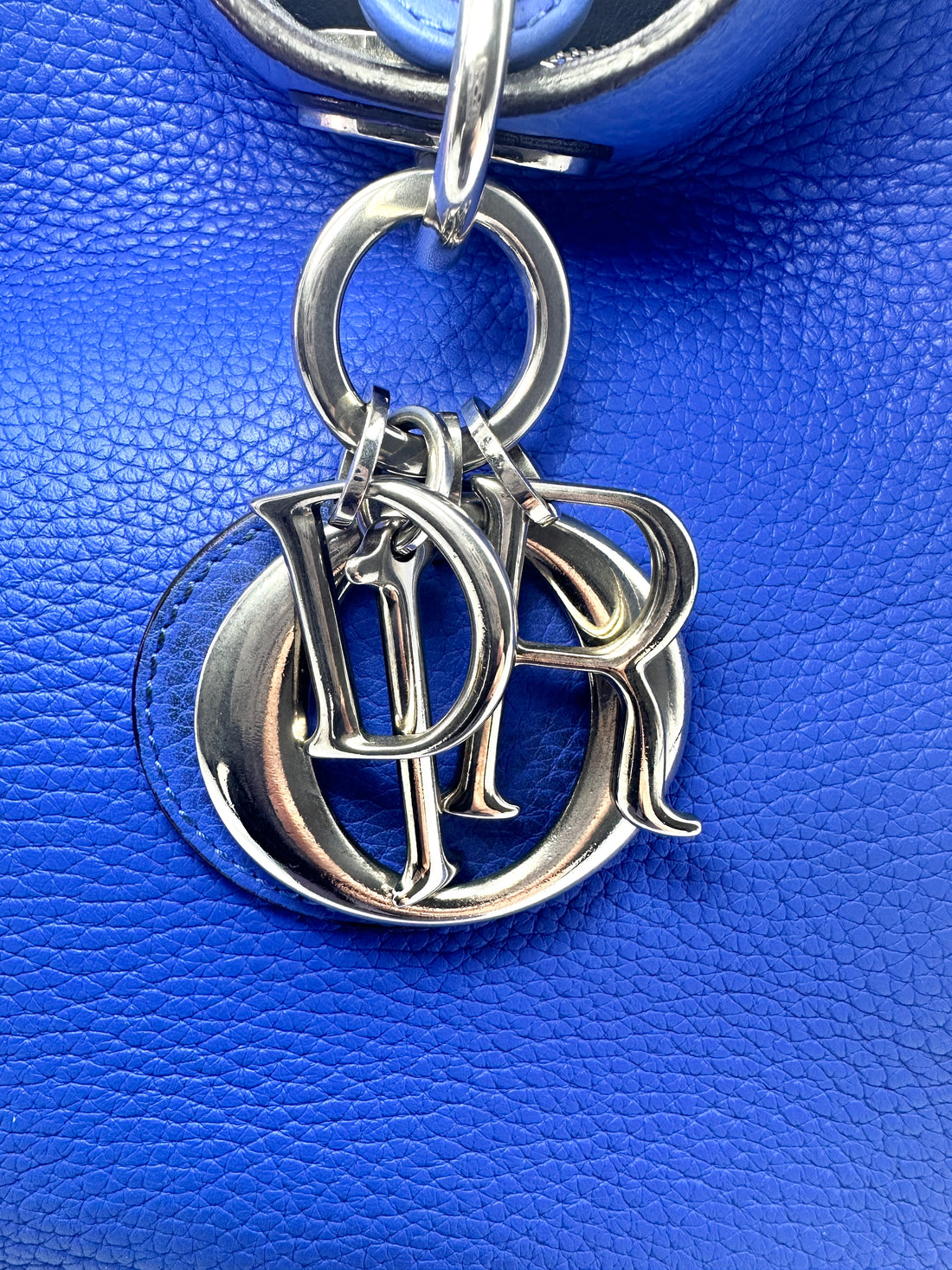 Christian Dior Diorissimo Blue Calfskin Handle Bag With Pouch DR464