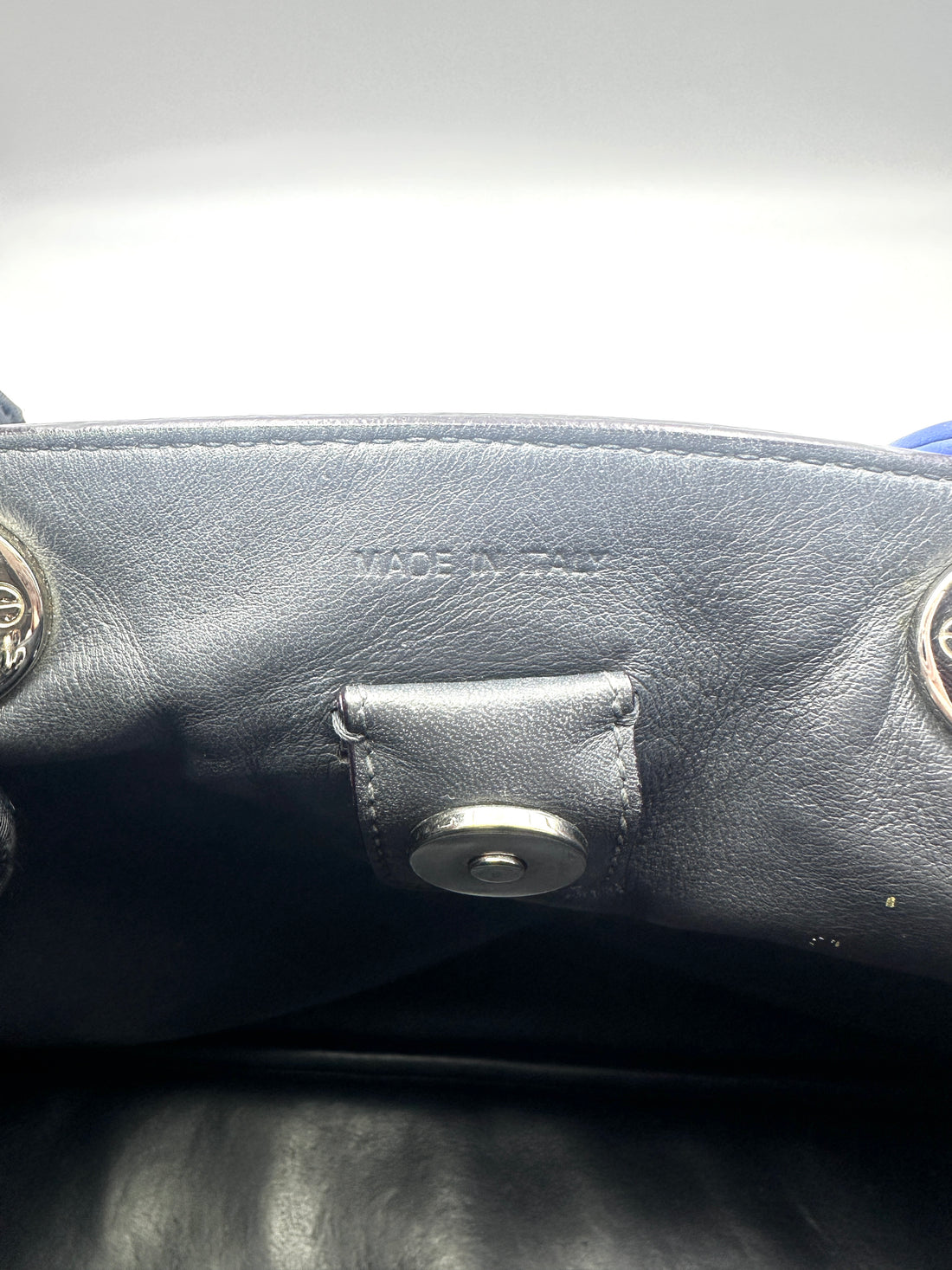 Christian Dior Diorissimo Blue Calfskin Handle Bag With Pouch DR464